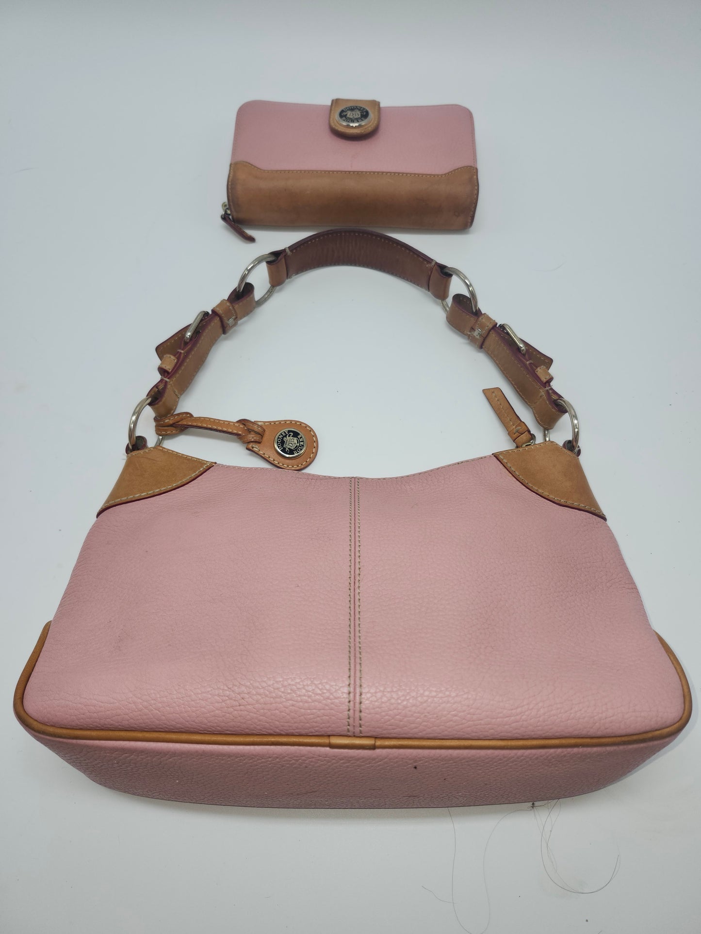 *Vintage* Dooney & Bourke Pink Leather Hobo Shoulder Bag w/ Wallet