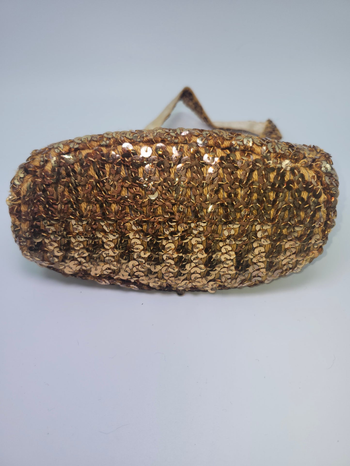 1950s Gold Sequin & Satin lined Handbag with attached Coin Purse
