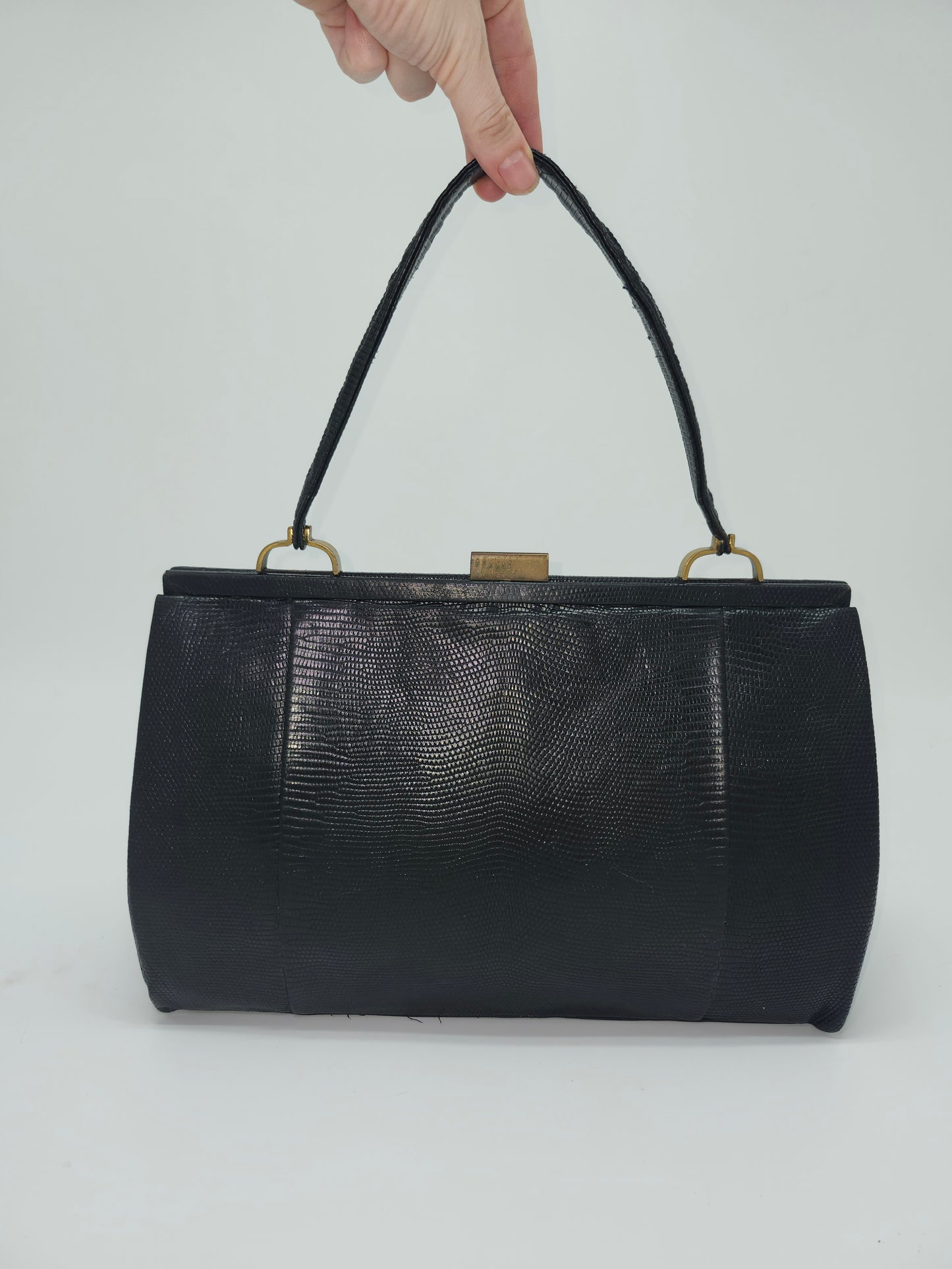 Mid Century Black Lizard Skin Purse