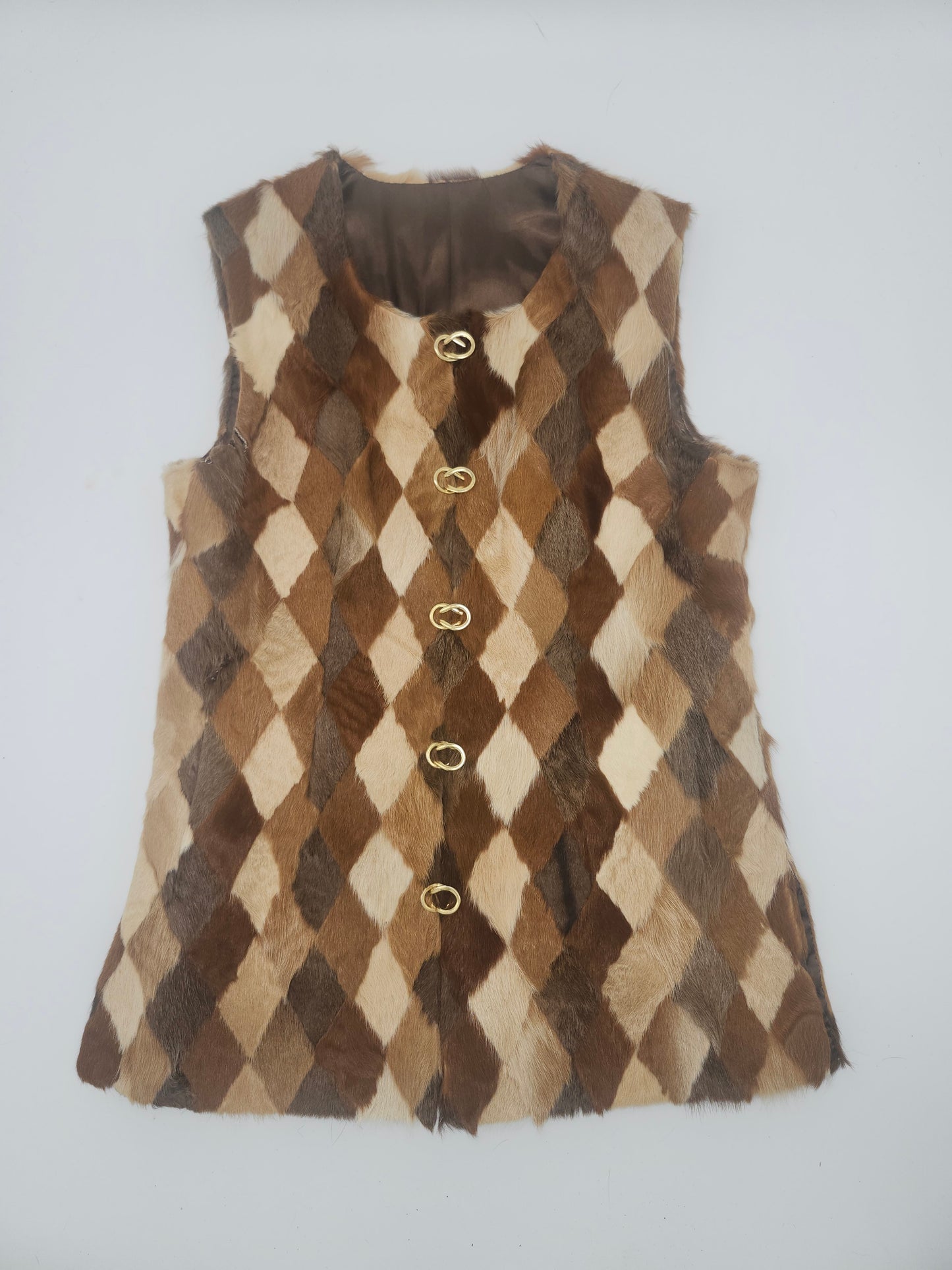 Quilted Rabbit Fur Psychedelic Vest