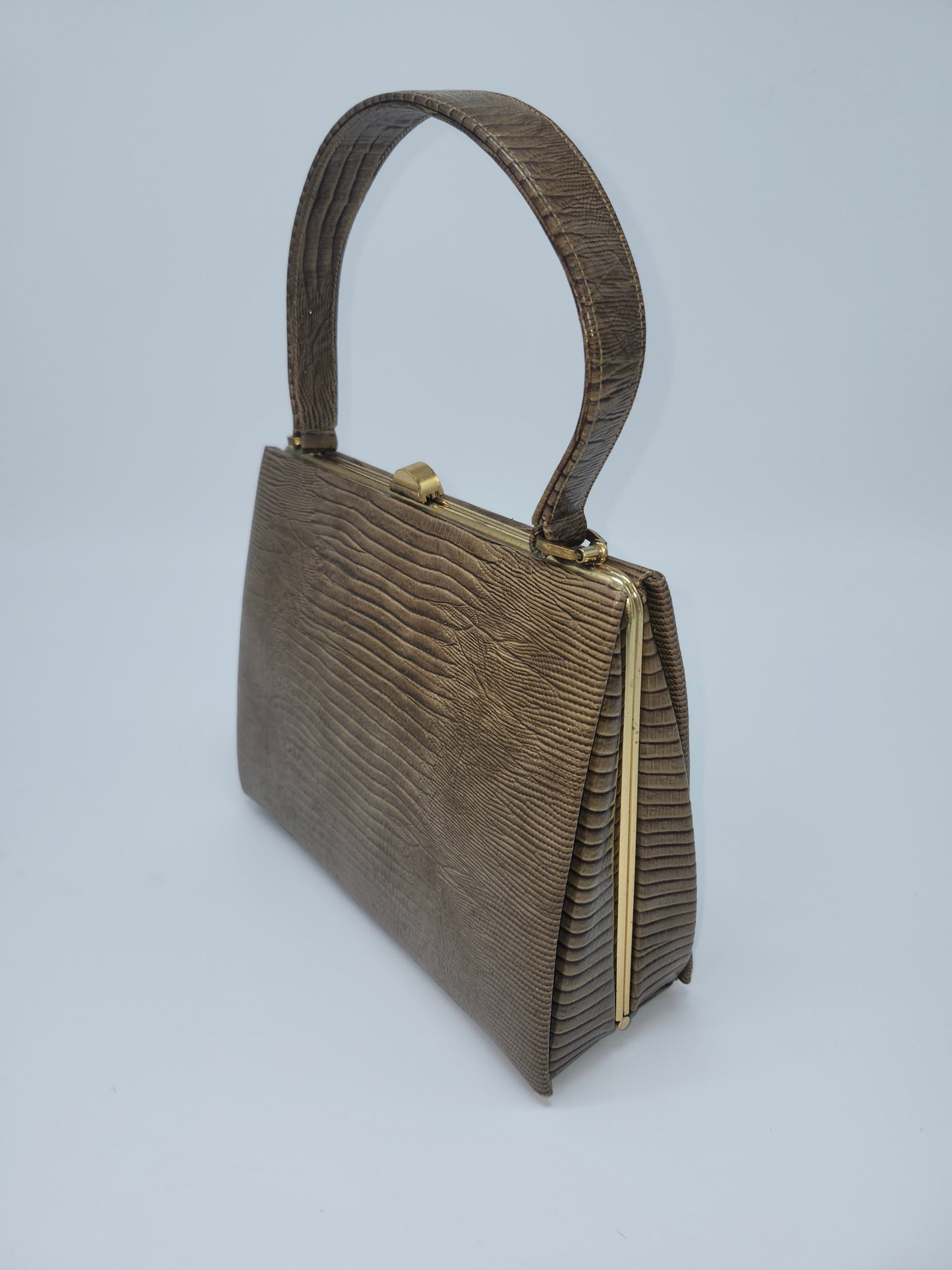1950s Green Lizard Skin Embossed Leather Purse