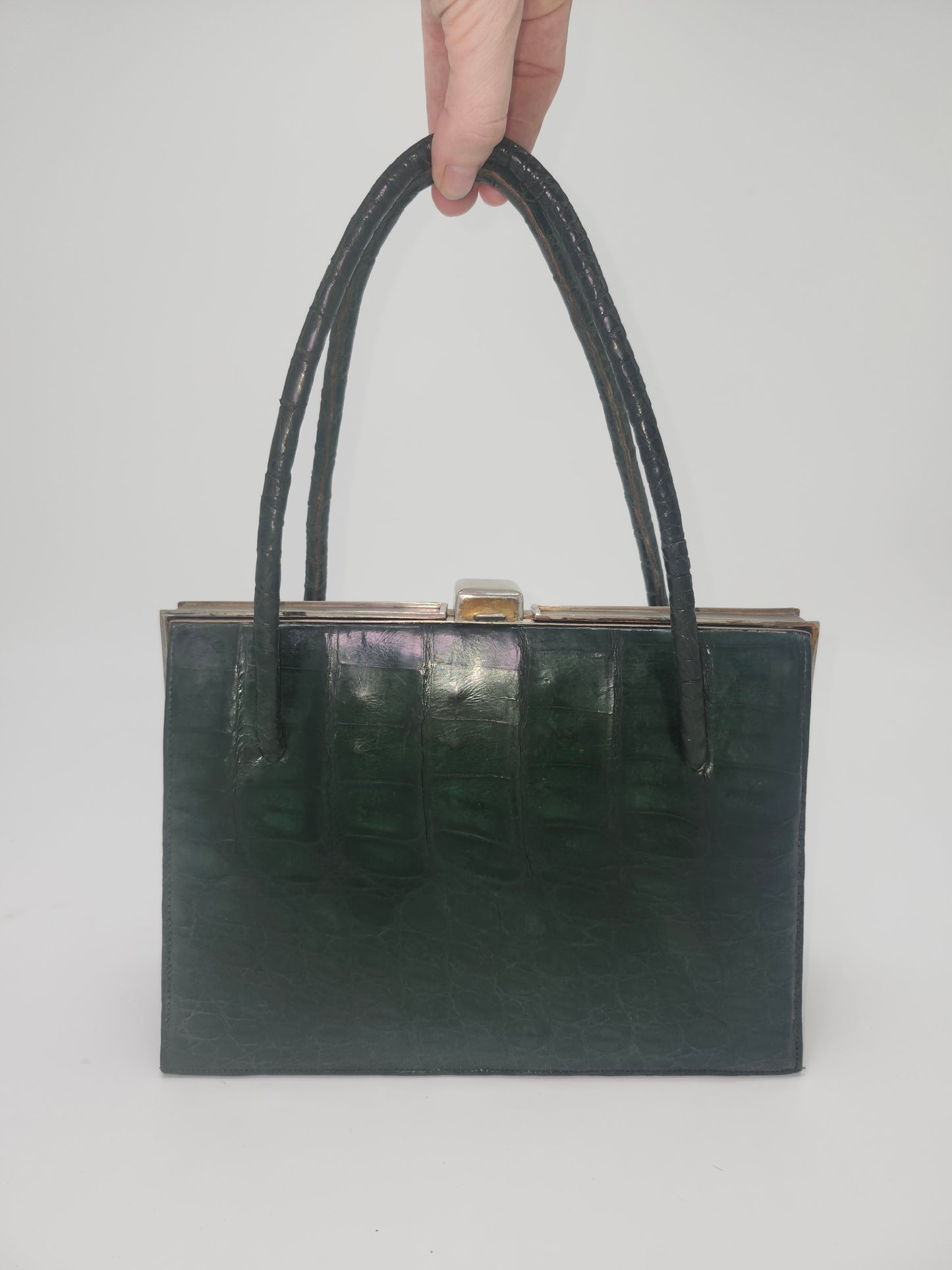 1950s Green Caiman Crocodile Leather Purse