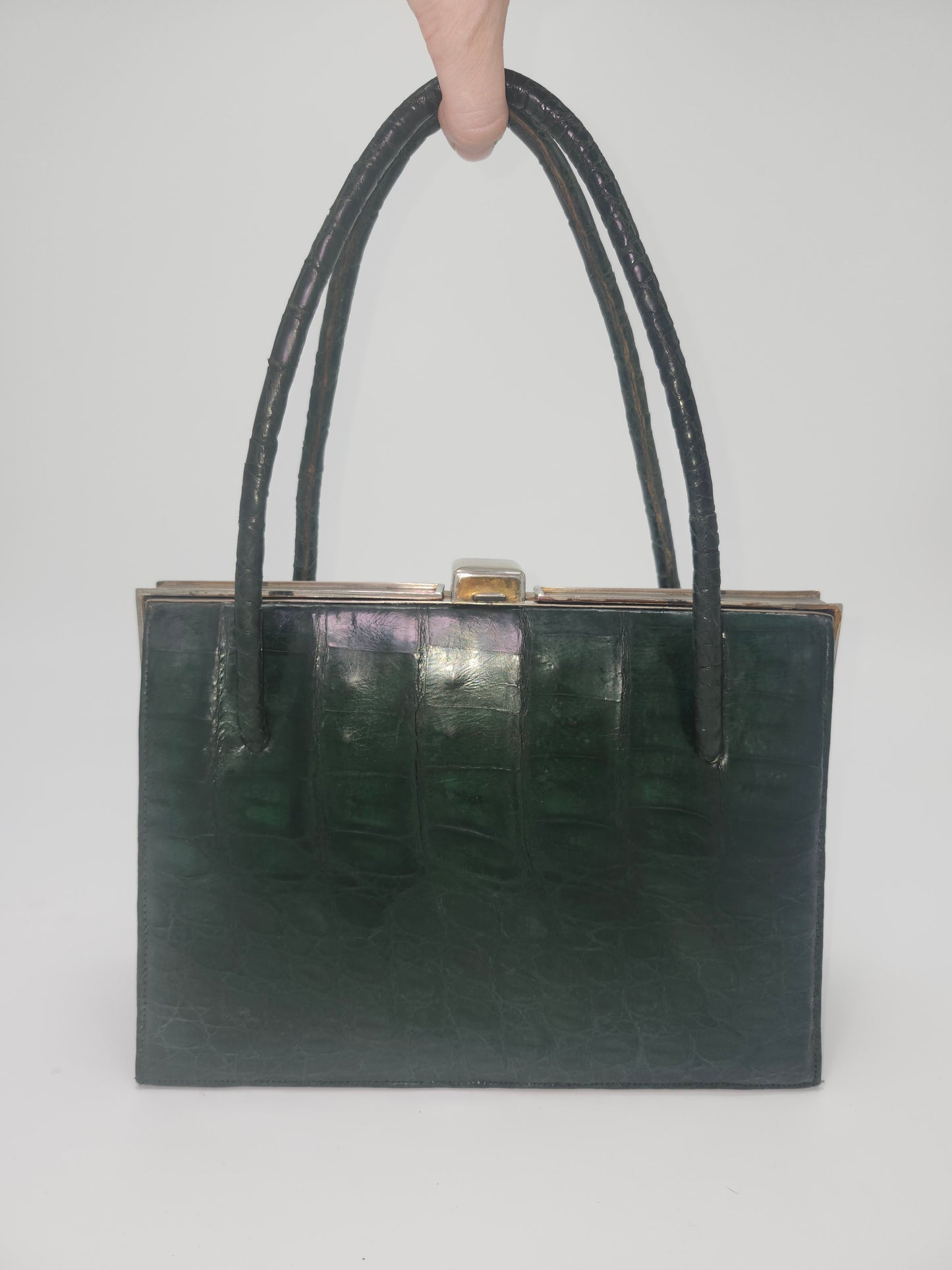 1950s Green Caiman Crocodile Leather Purse