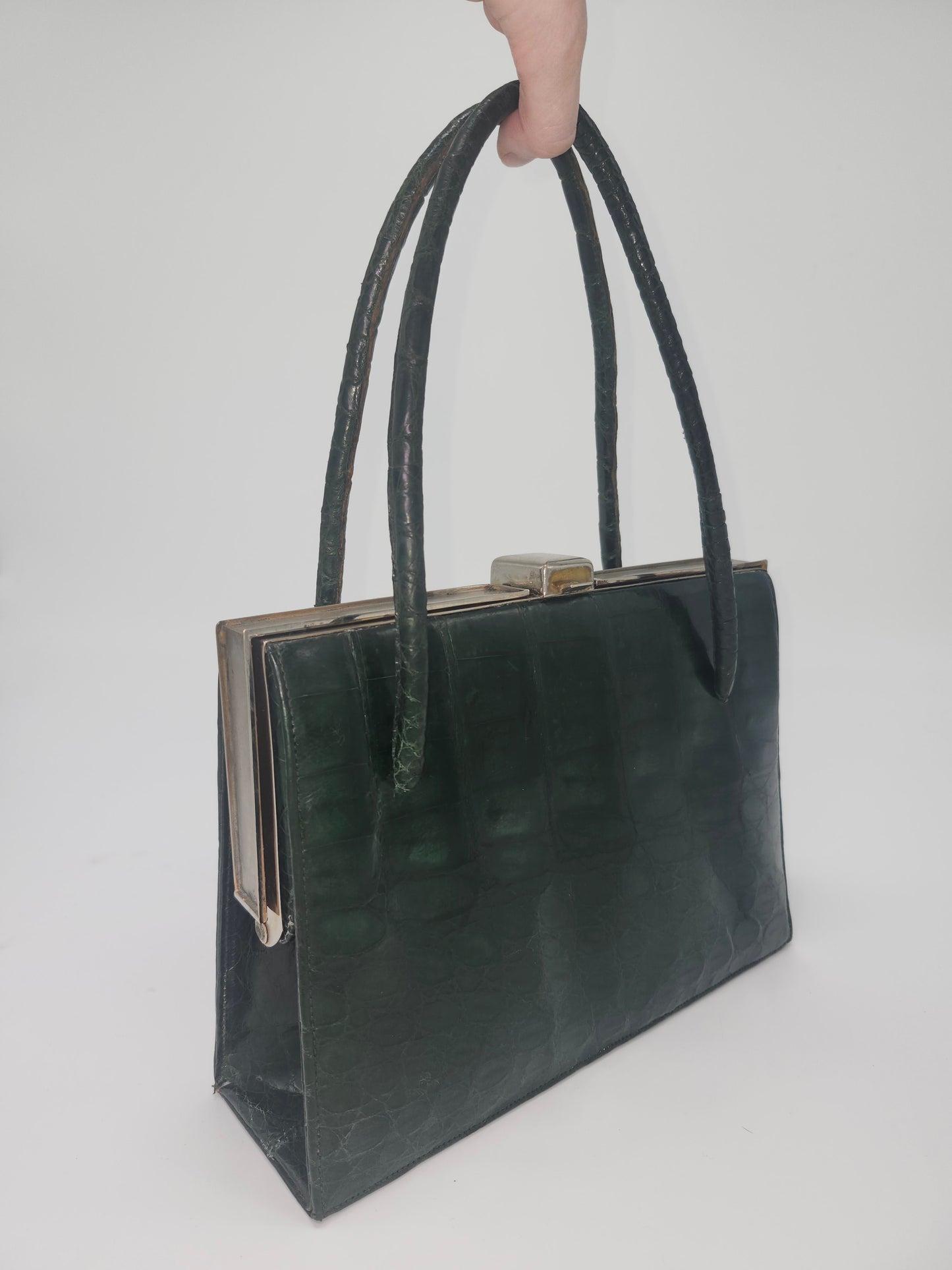 1950s Green Caiman Crocodile Leather Purse