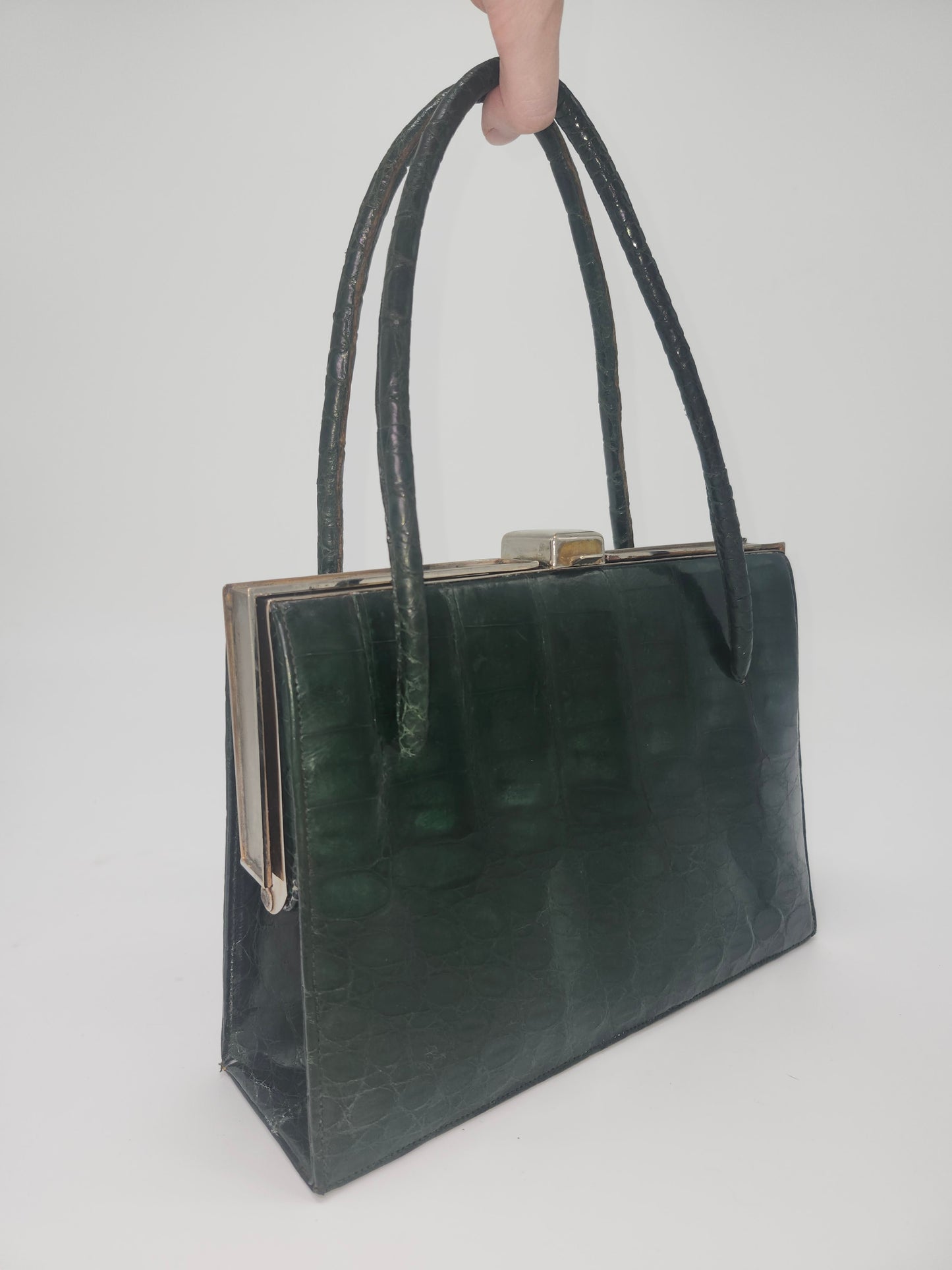 1950s Green Caiman Crocodile Leather Purse