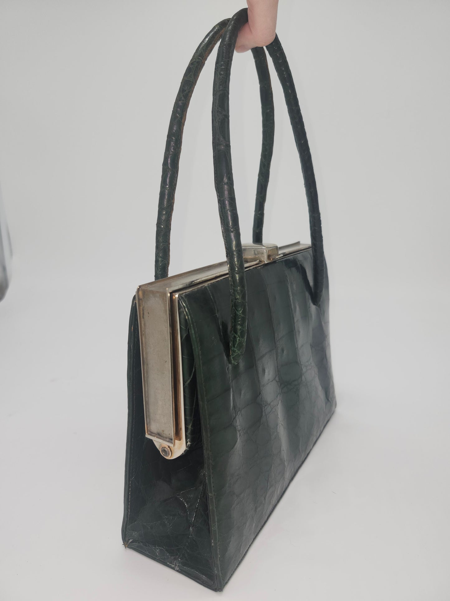 1950s Green Caiman Crocodile Leather Purse