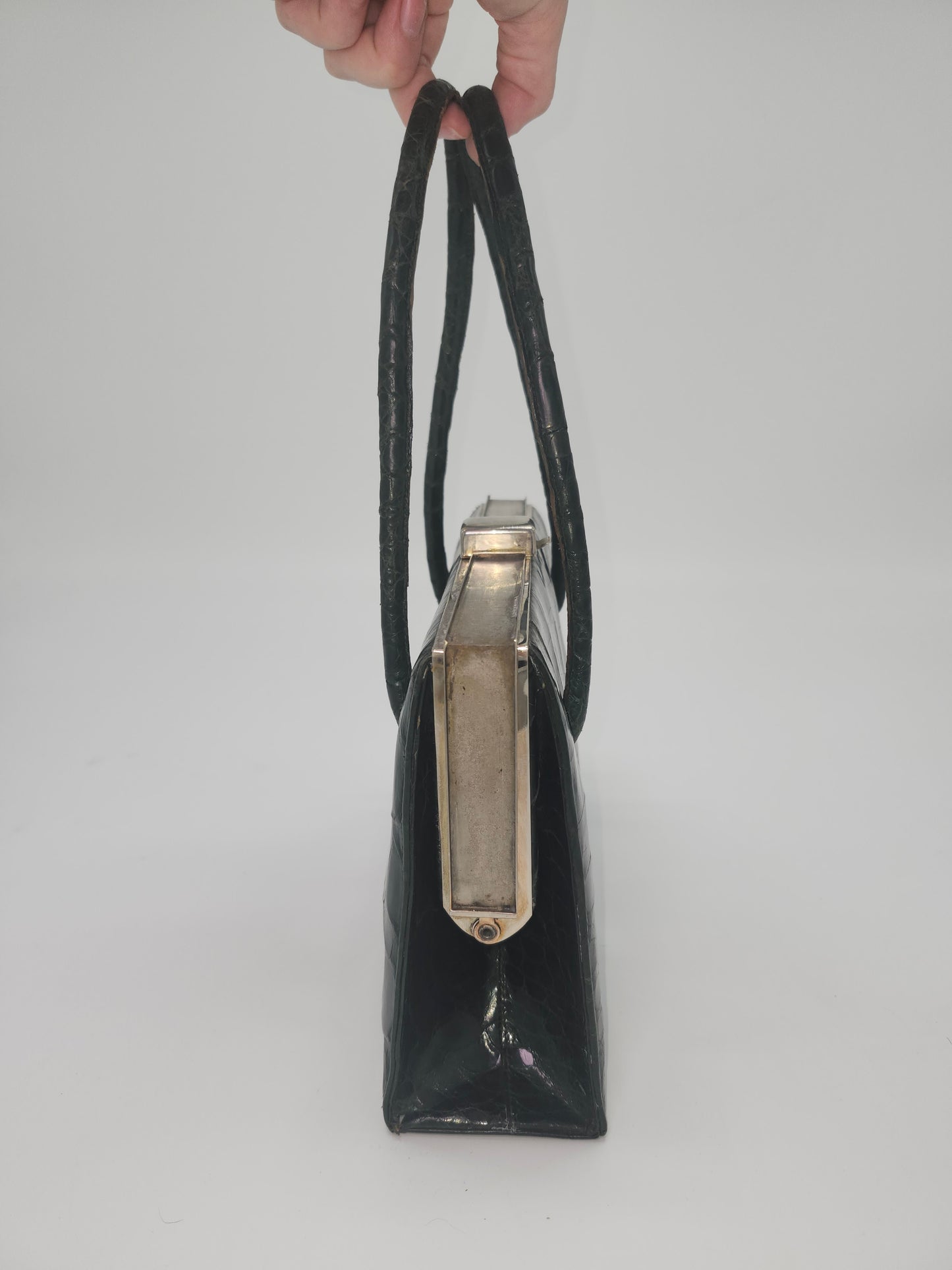 1950s Green Caiman Crocodile Leather Purse
