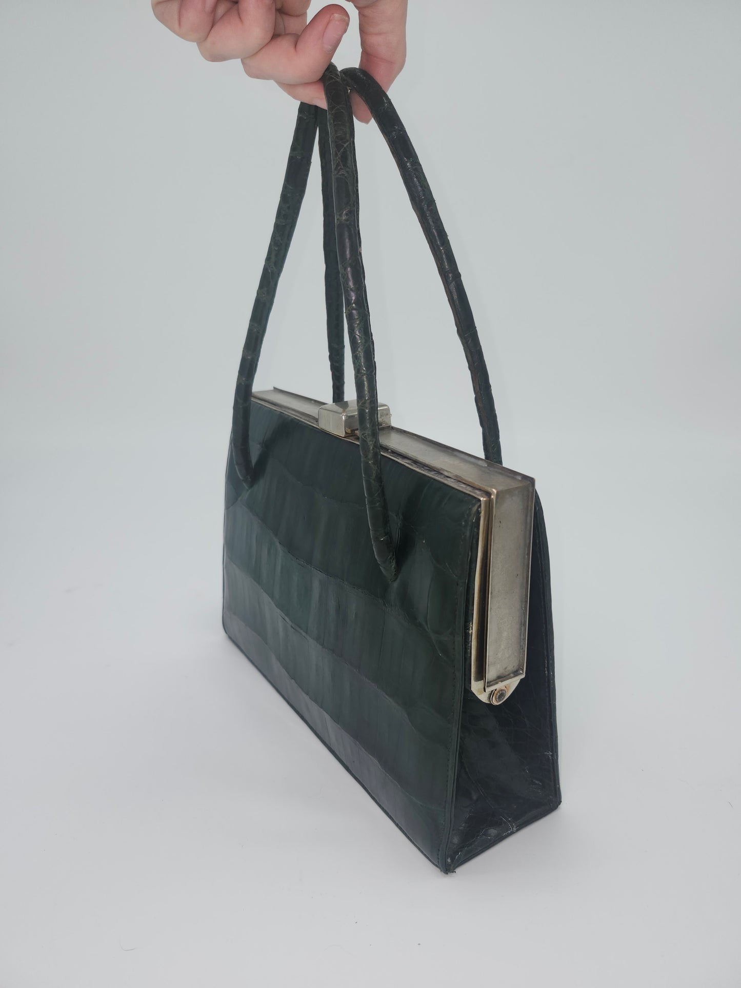 1950s Green Caiman Crocodile Leather Purse