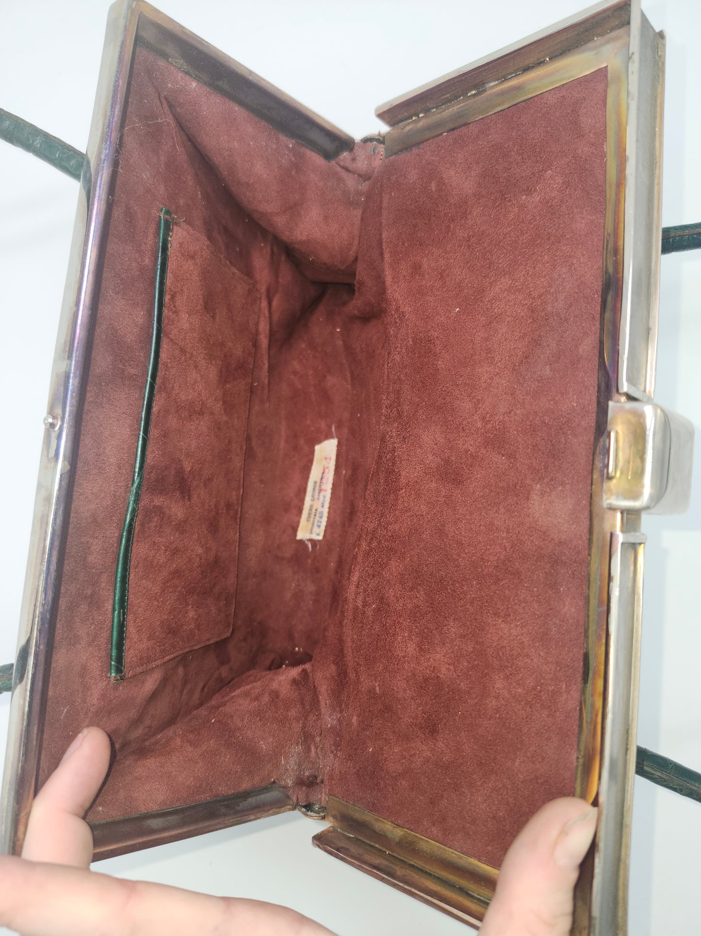 1950s Green Caiman Crocodile Leather Purse