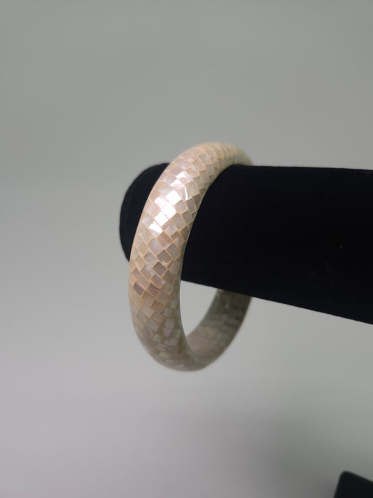 Vintage Mother of Pearl Mosaic Bangle Bracelet