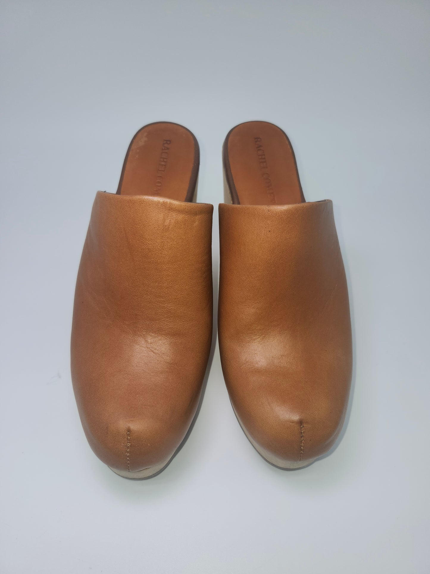 *NEW* Rachel Comey Honey Brown Leather Wooden Clogs Size 7