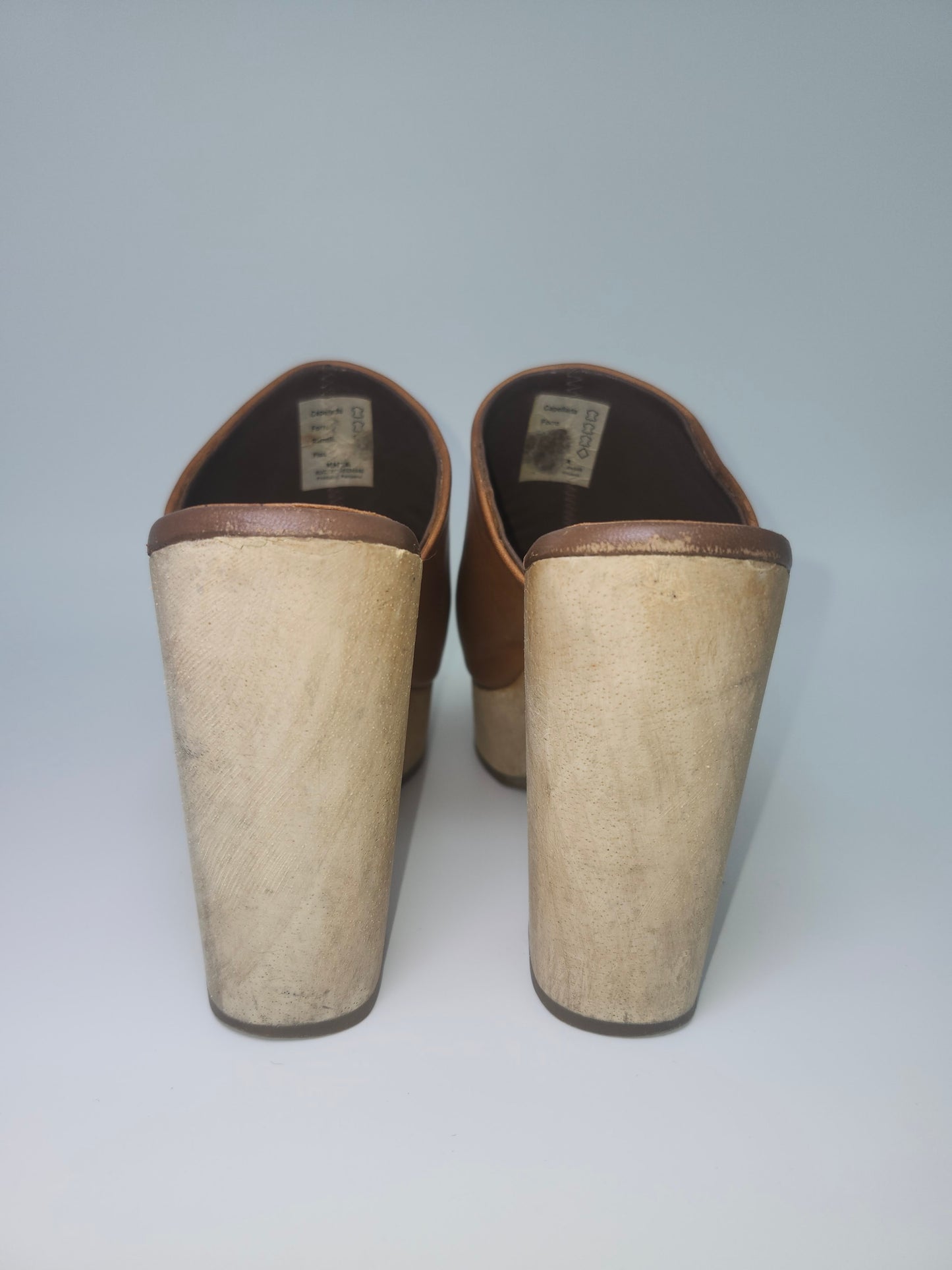*NEW* Rachel Comey Honey Brown Leather Wooden Clogs Size 7