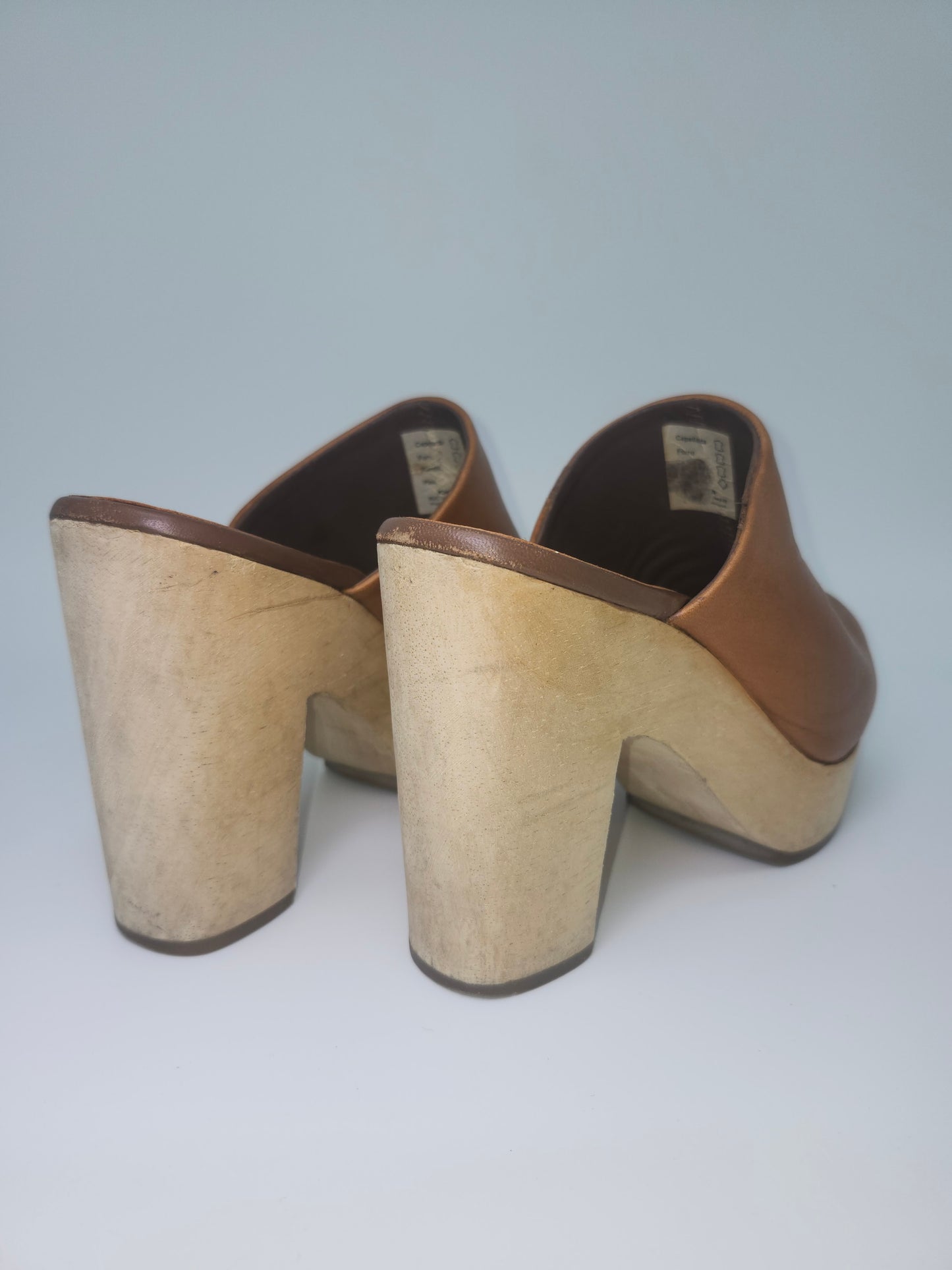 *NEW* Rachel Comey Honey Brown Leather Wooden Clogs Size 7