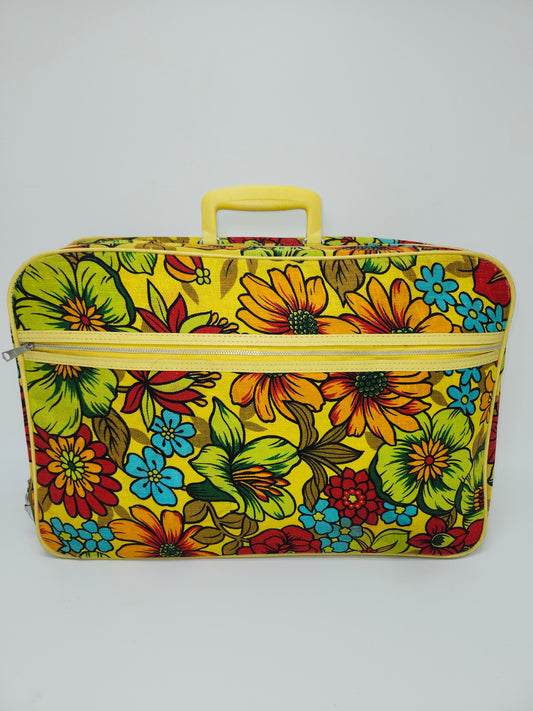 1960s Large Flower Power Print Luggage