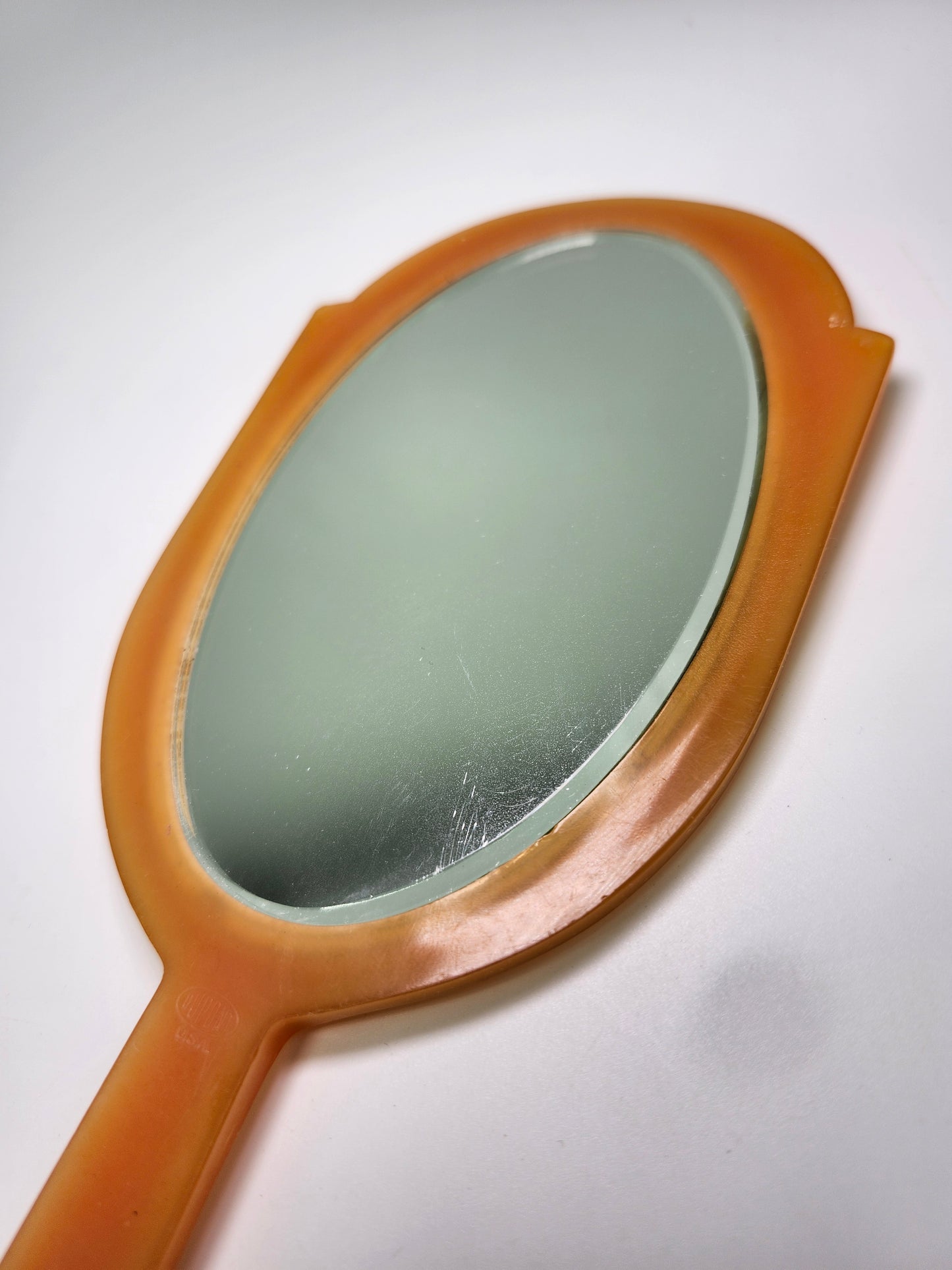 1930s Art Deco Bakelite Bevel Cut Hand Mirror by Dupont