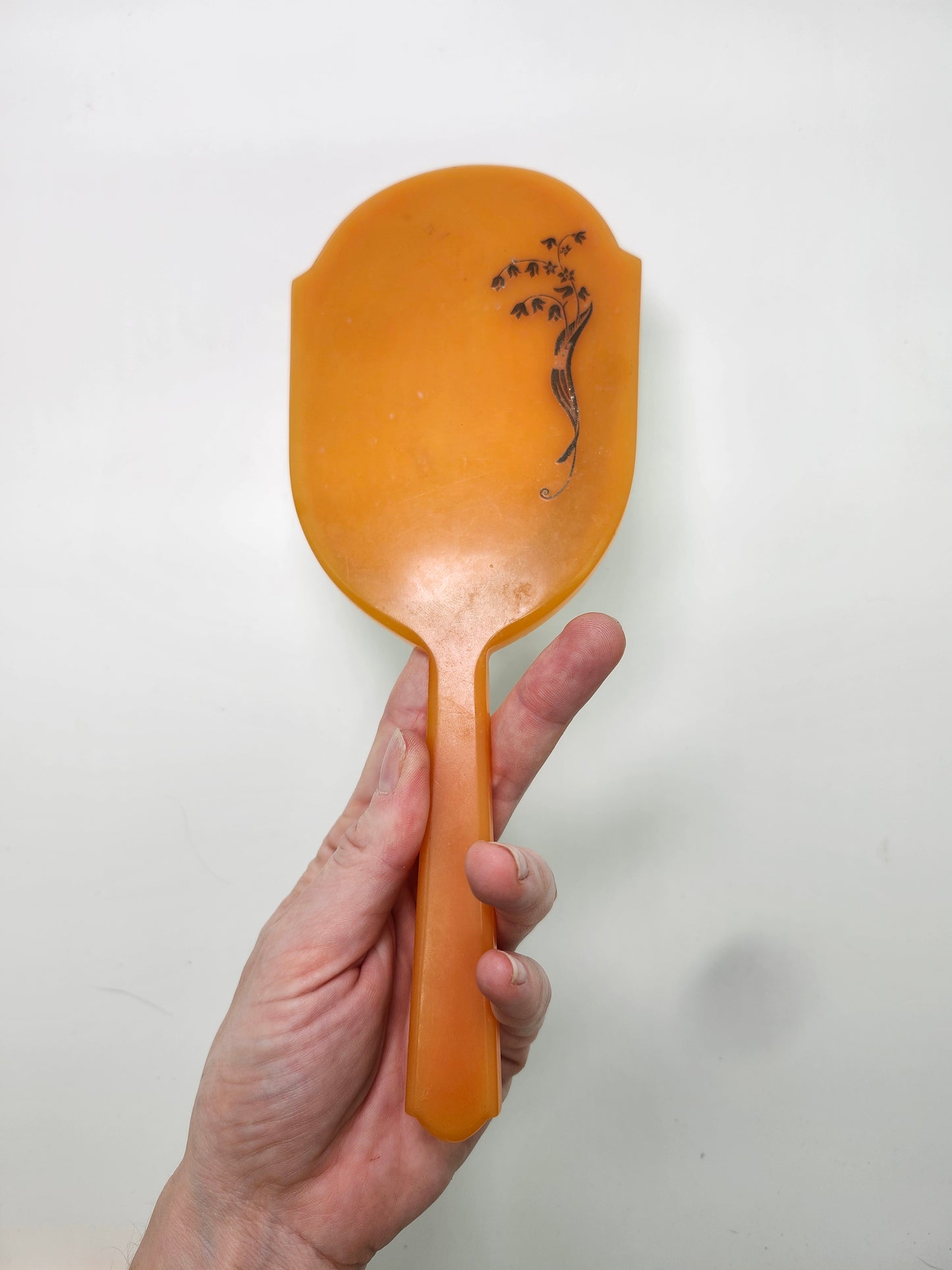 1930s Art Deco Bakelite Bevel Cut Hand Mirror by Dupont