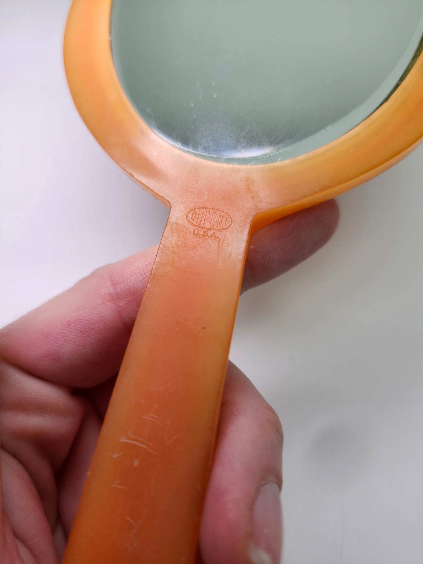 1930s Art Deco Bakelite Bevel Cut Hand Mirror by Dupont