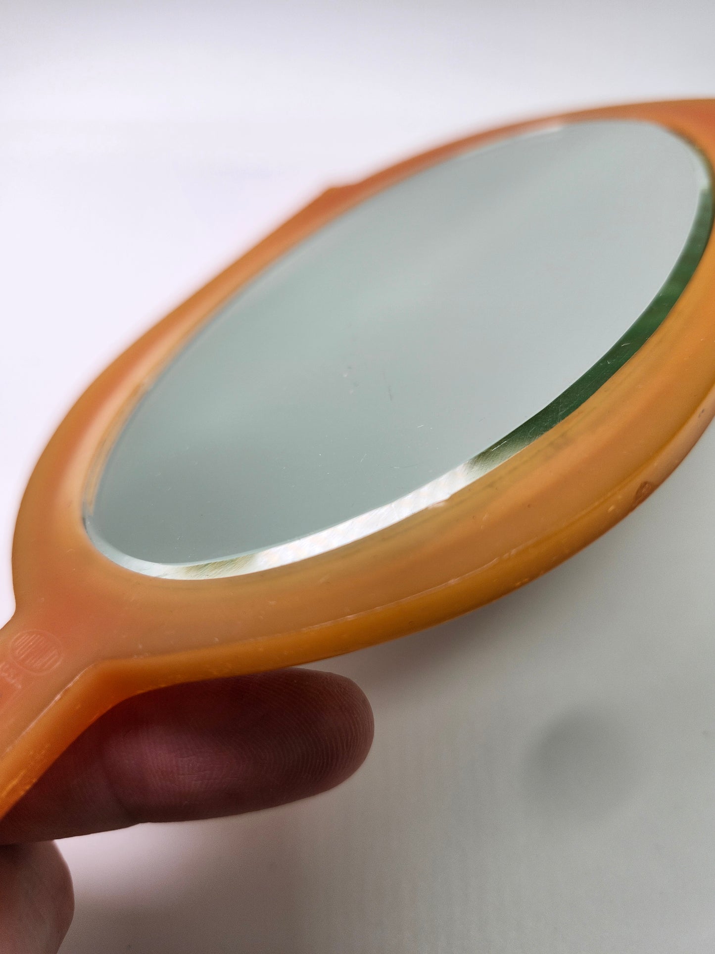 1930s Art Deco Bakelite Bevel Cut Hand Mirror by Dupont
