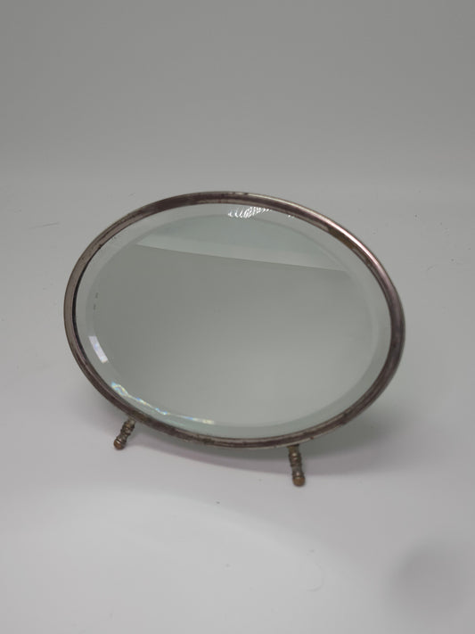 Antique 1920s Art Deco Bevel Cut Makeup / Shaving Mirror