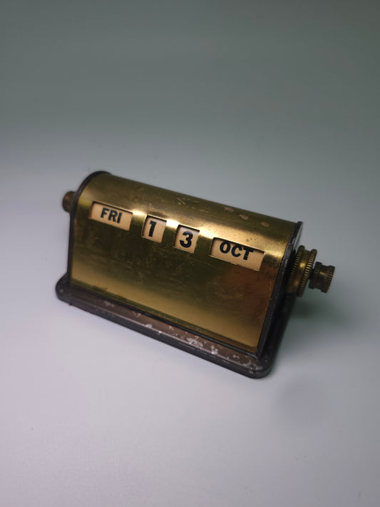 Vintage Brass Perpetual Desk Calendar