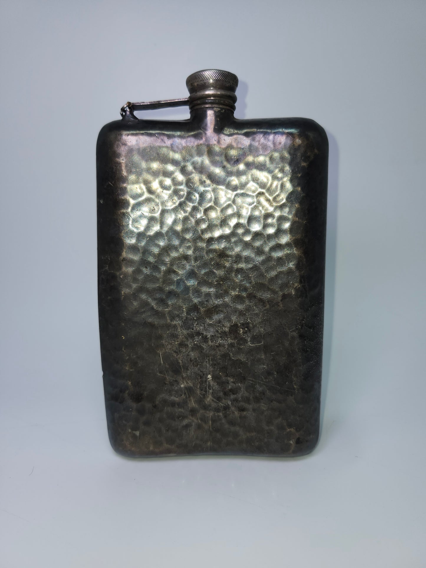 1920s Art Deco Hammered Apollo Silver Co. Flask