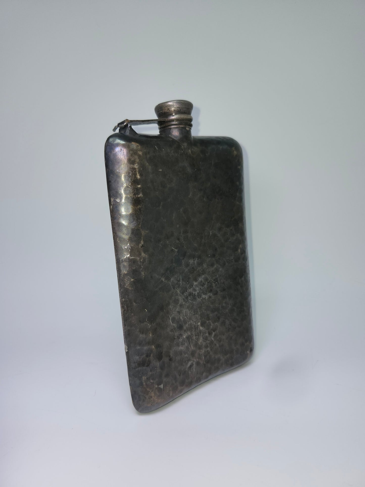 1920s Art Deco Hammered Apollo Silver Co. Flask