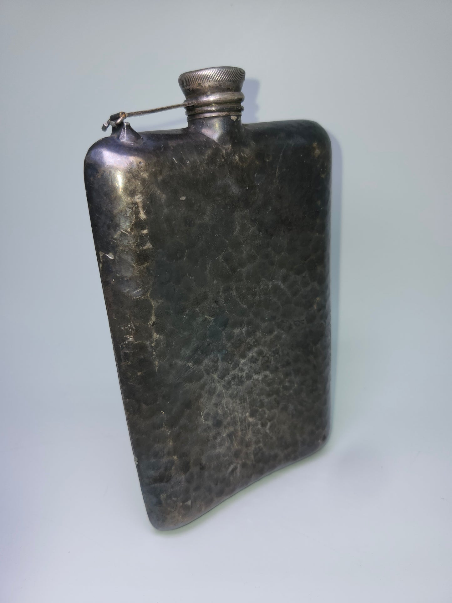 1920s Art Deco Hammered Apollo Silver Co. Flask