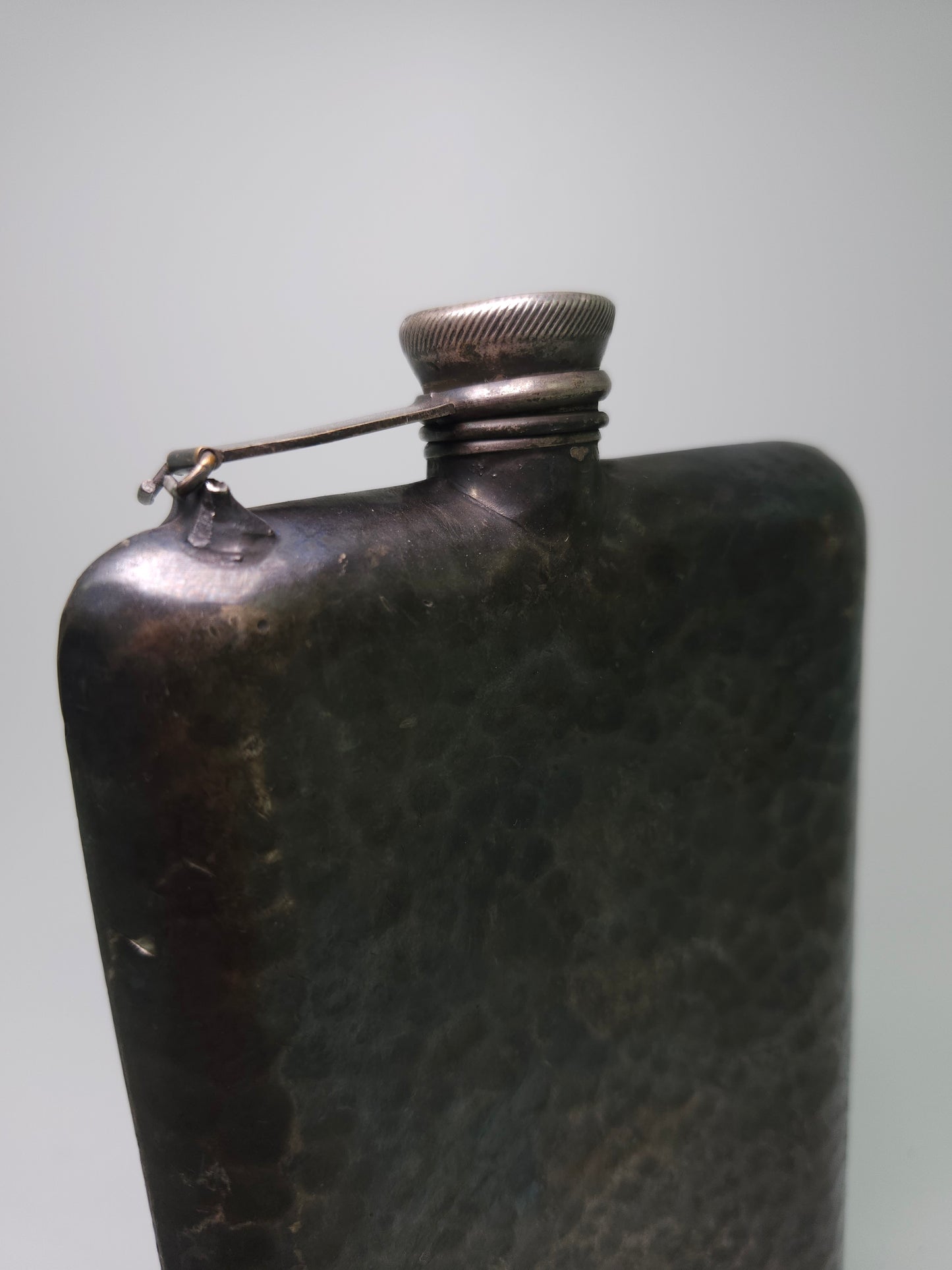 1920s Art Deco Hammered Apollo Silver Co. Flask