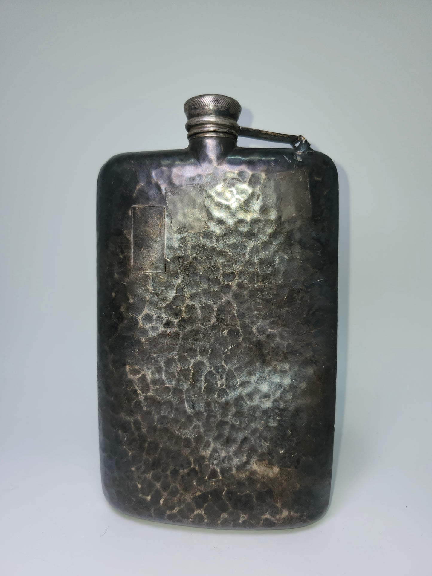 1920s Art Deco Hammered Apollo Silver Co. Flask
