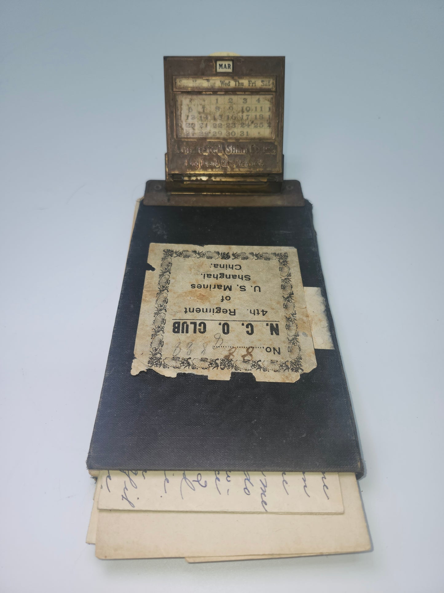 1917 Patented Brass Perpetual Calendar Clipboard
