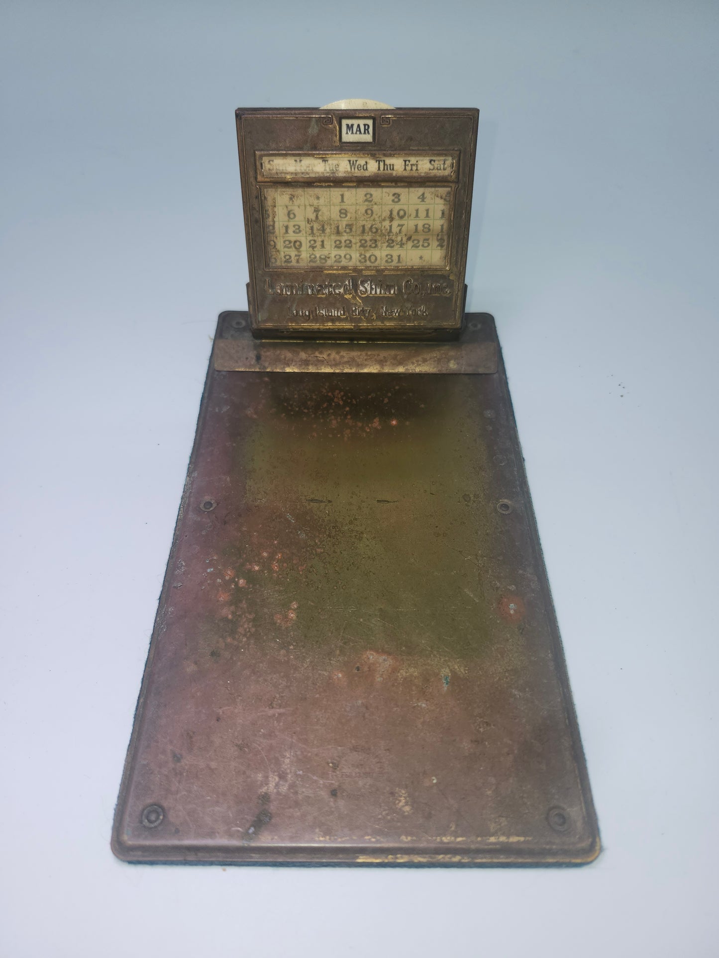 1917 Patented Brass Perpetual Calendar Clipboard
