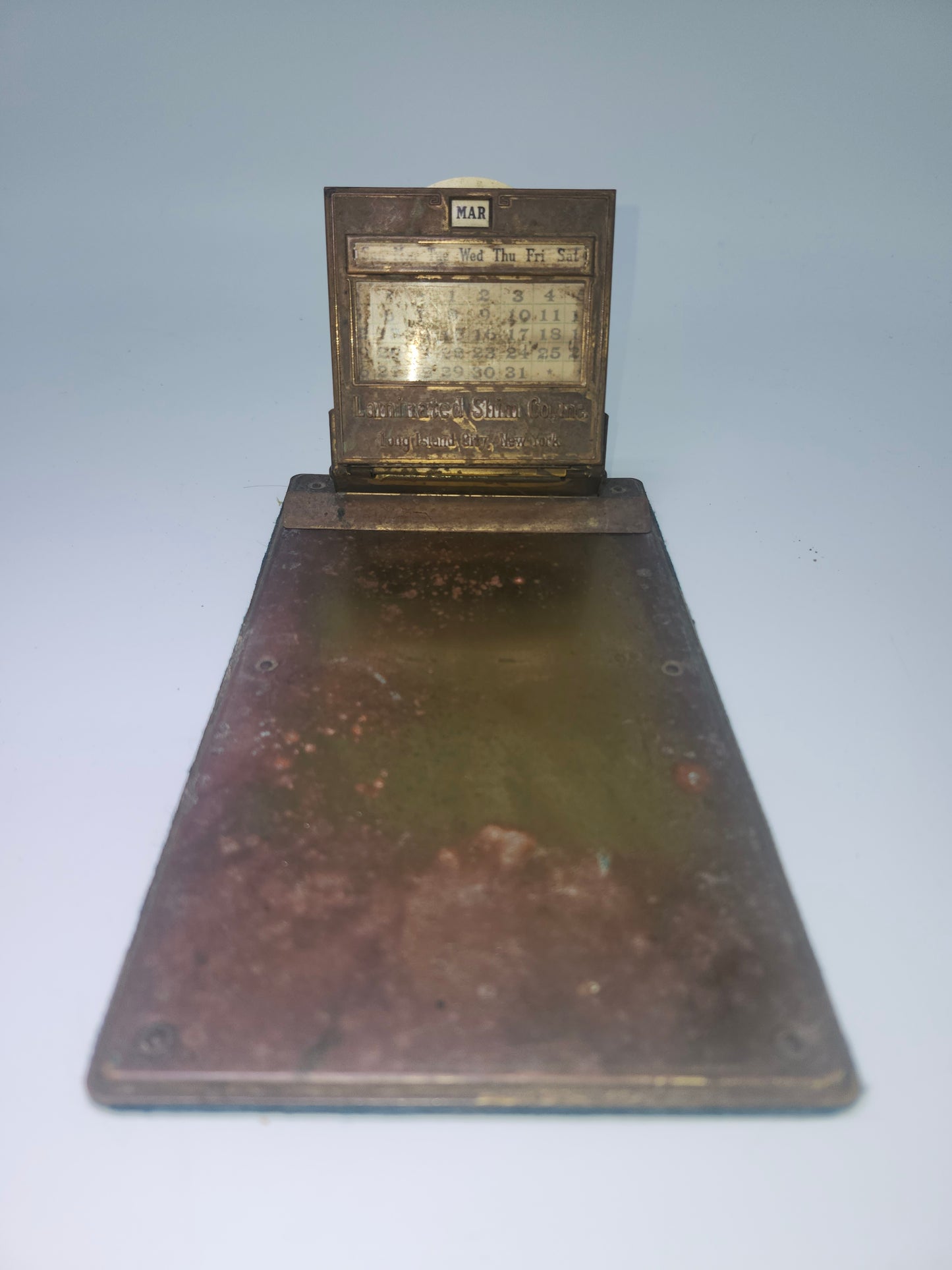 1917 Patented Brass Perpetual Calendar Clipboard