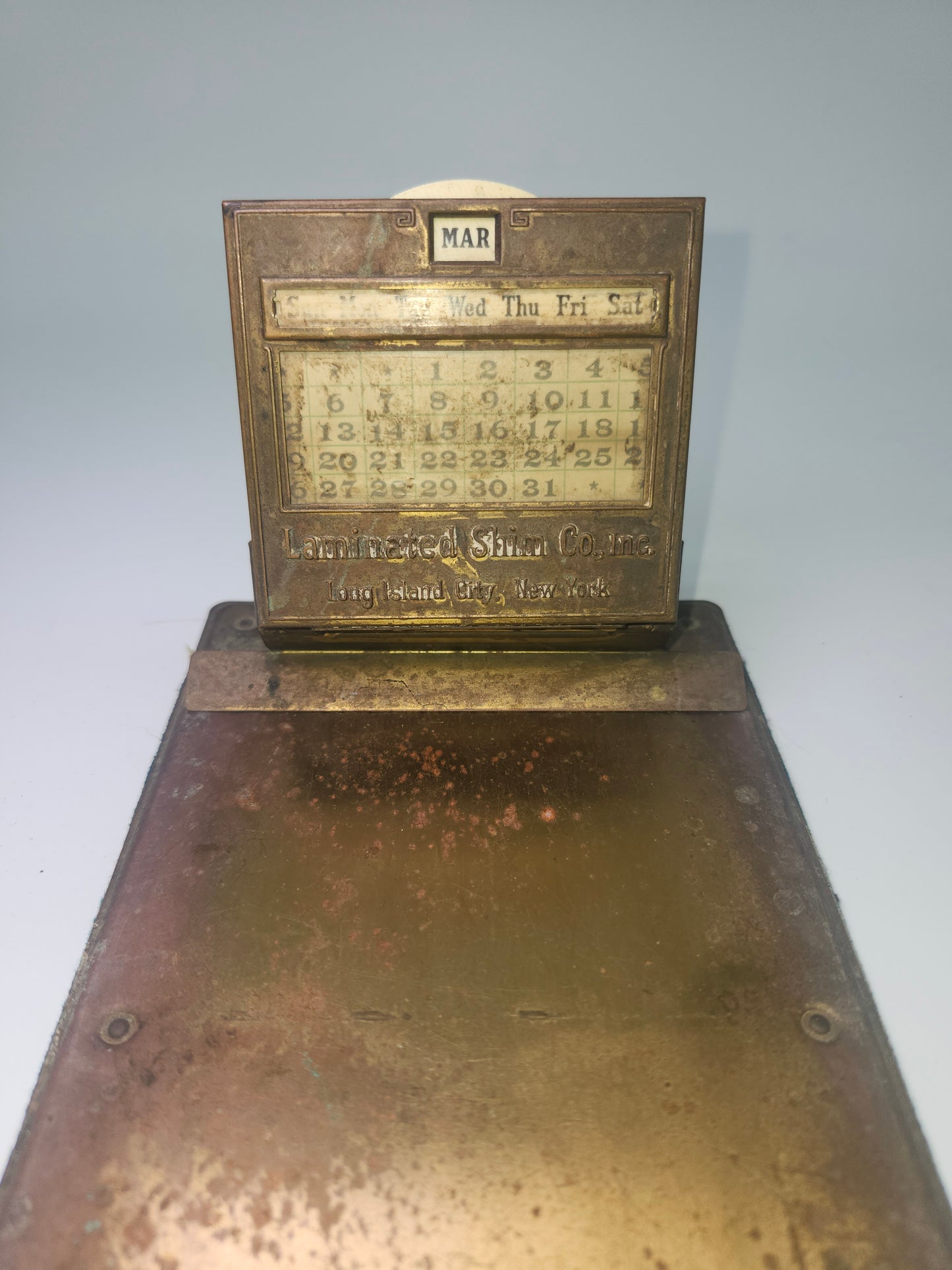 1917 Patented Brass Perpetual Calendar Clipboard