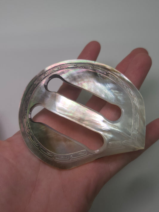 Tahitian Mother of Pearl Hand Carved Belt Buckle