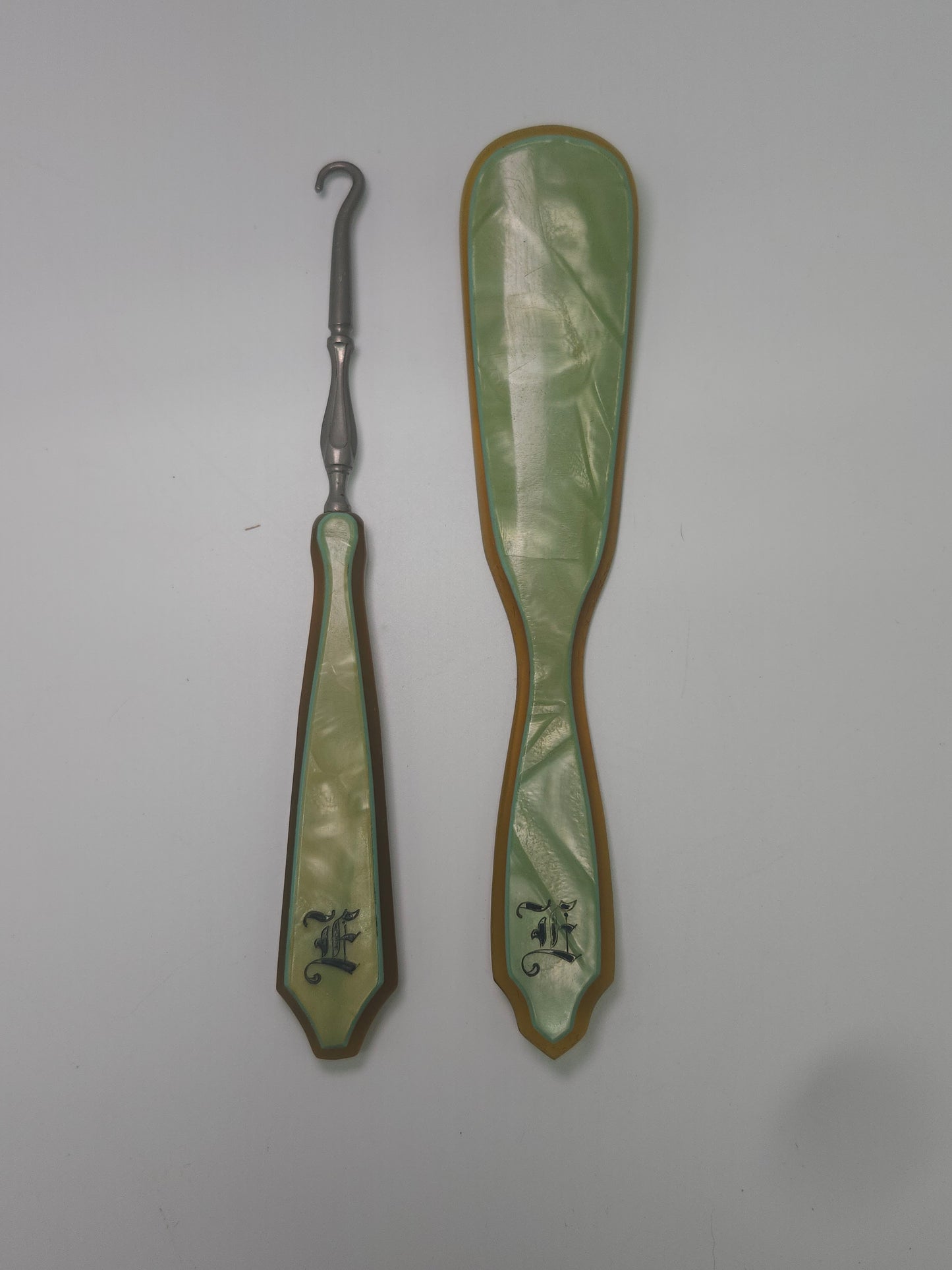 1930s Art Deco Lucite Ladies Shoe Hook & Button Lacing Tool