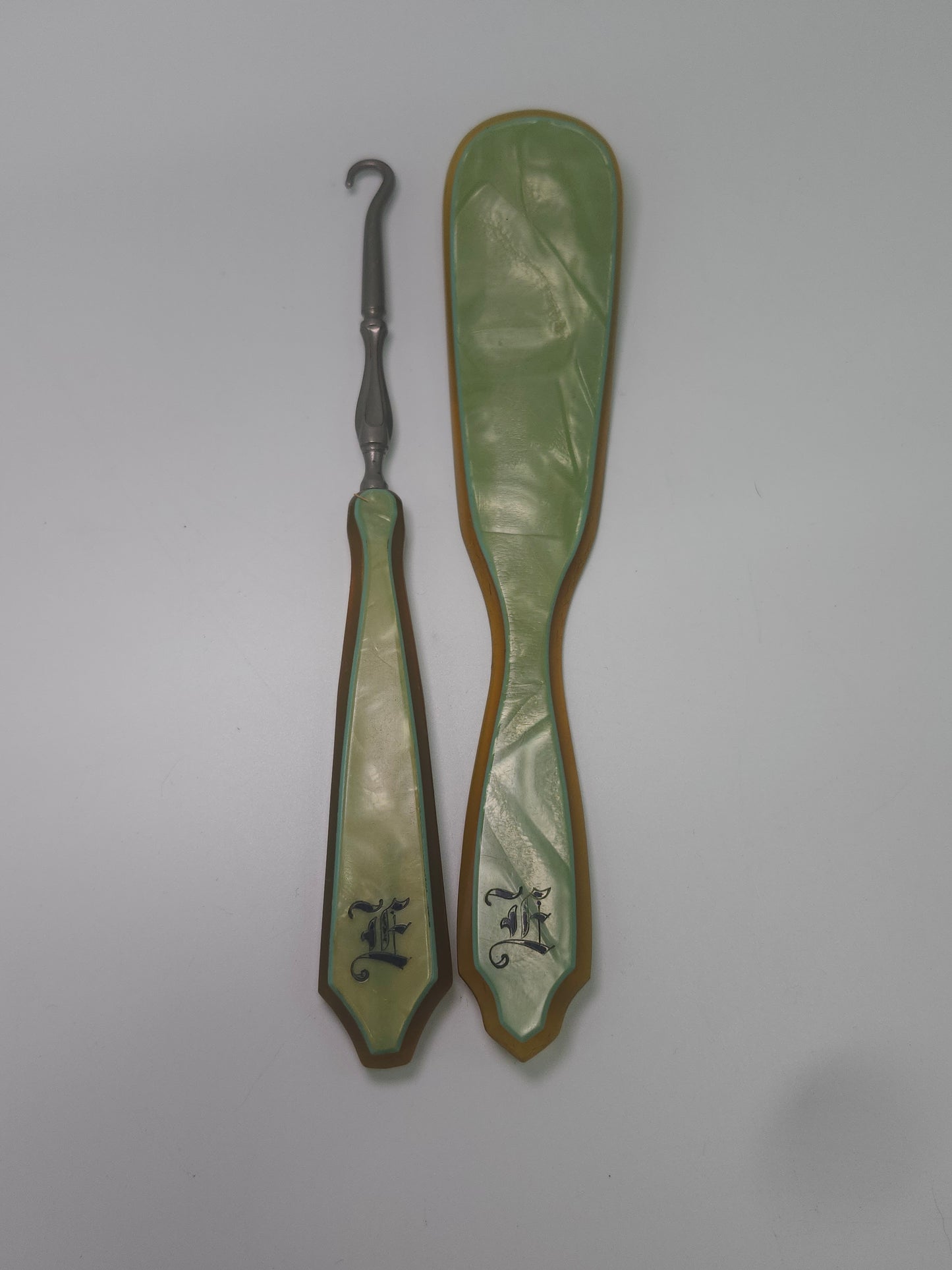 1930s Art Deco Lucite Ladies Shoe Hook & Button Lacing Tool
