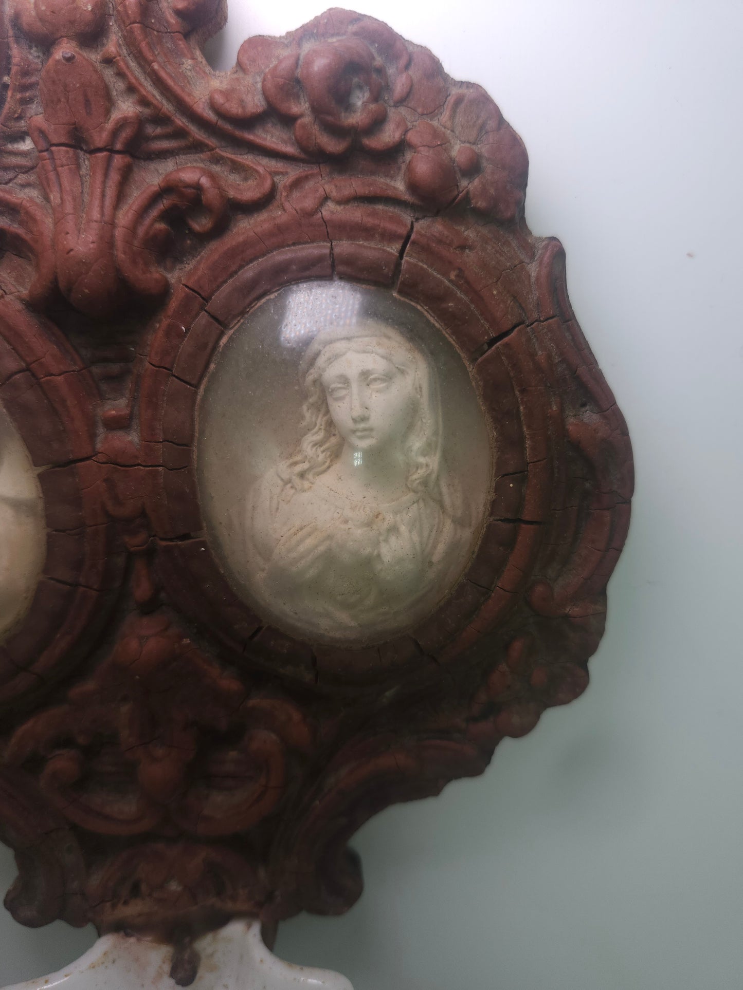 *1870s* Napoleon III Era Meerschaum Clay & Porcelain Holy Water Font