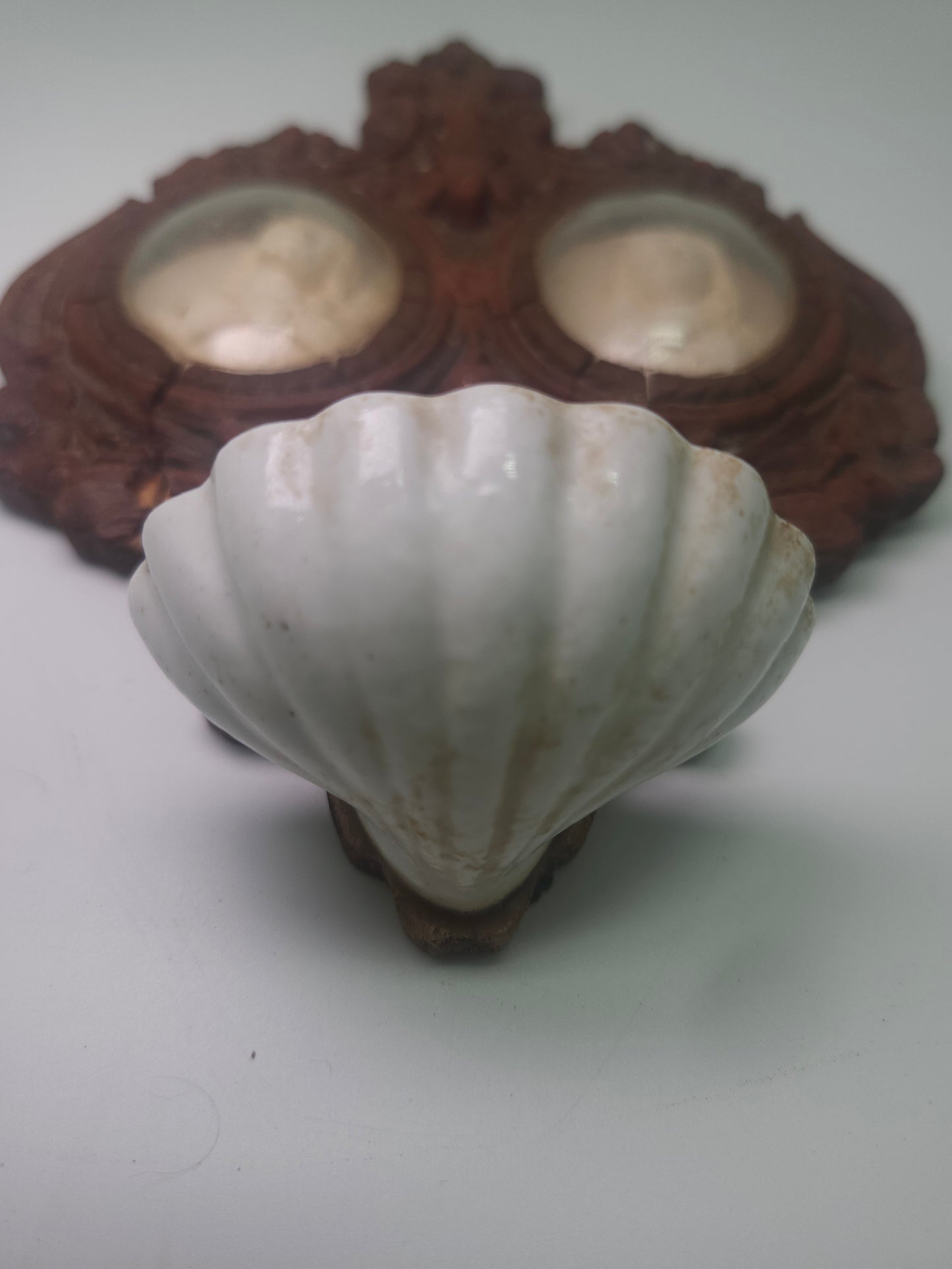 *1870s* Napoleon III Era Meerschaum Clay & Porcelain Holy Water Font
