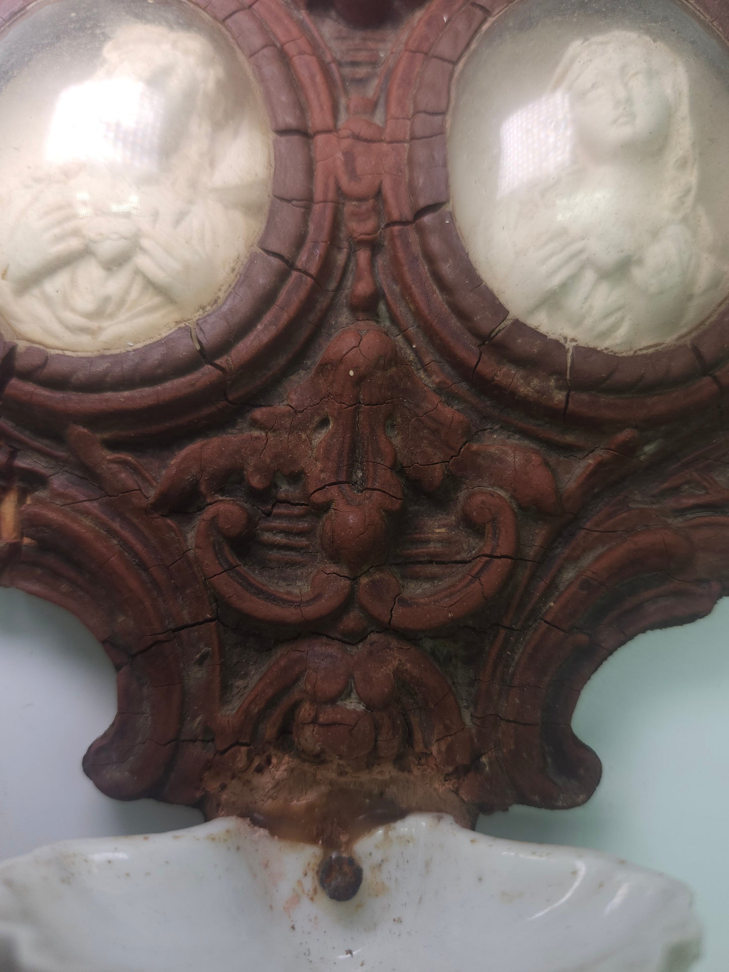 *1870s* Napoleon III Era Meerschaum Clay & Porcelain Holy Water Font