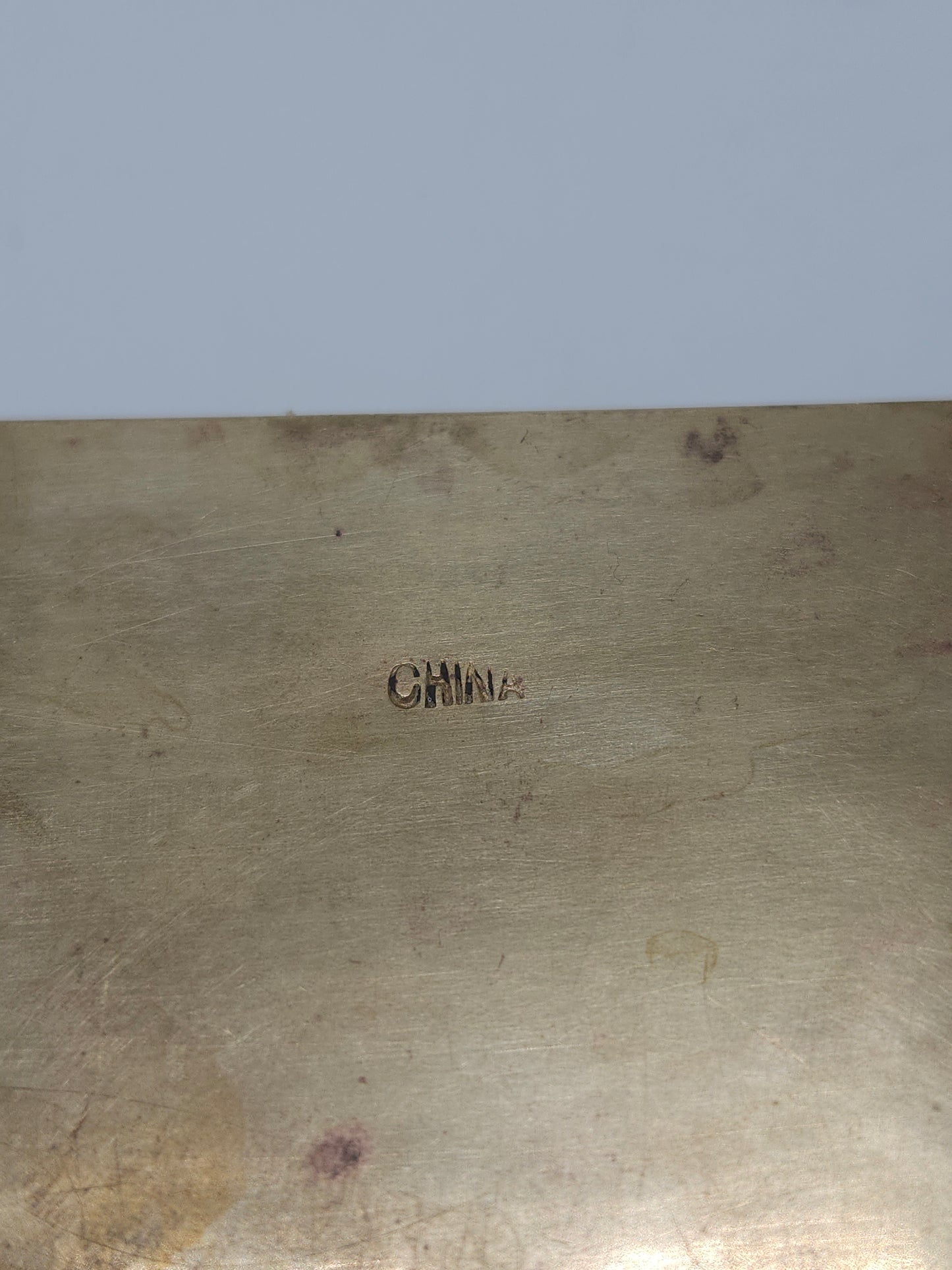 *1800s* Antique Chinese Brass Enamel Box with Inlaid Cabachon Stones