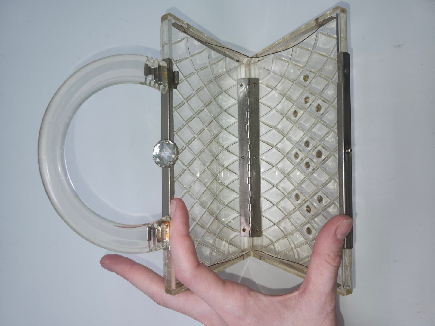 1950s Clear Lucite & Rhinestone Purse