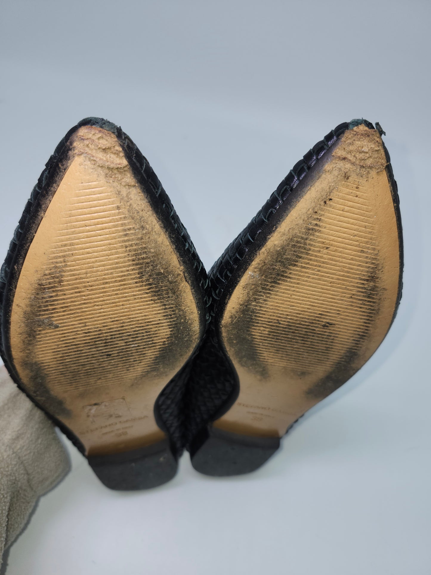 Stefano Gamba Black Woven Leather Flats Size 38 (US 7/7.5)