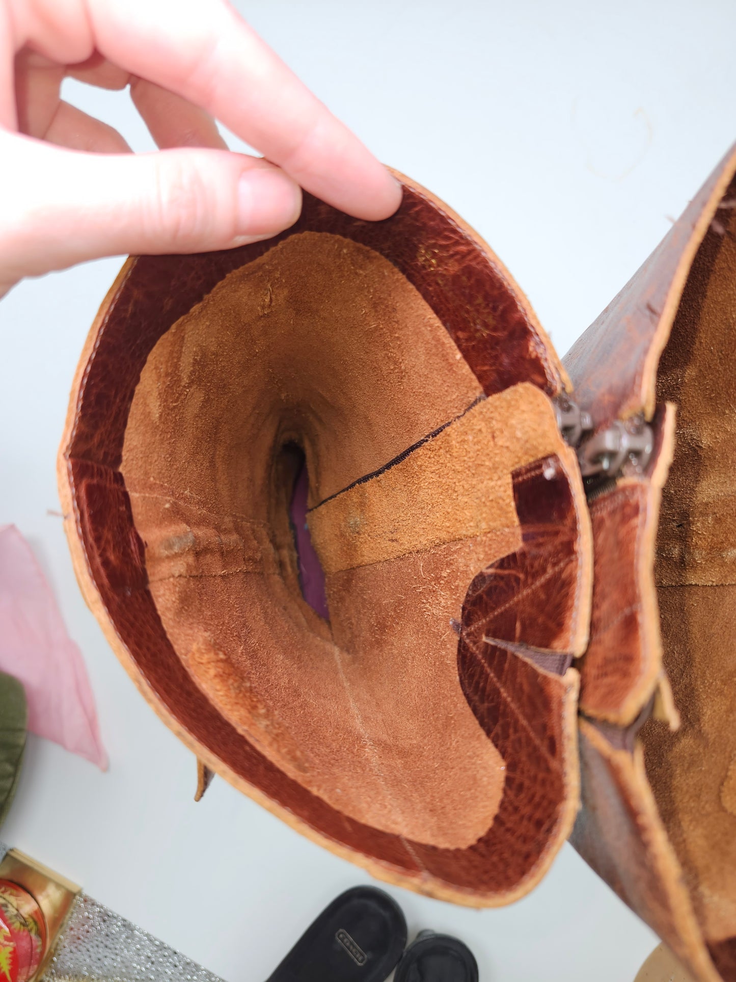 Knee High Distressed Brown Leather Boots Size 7.5