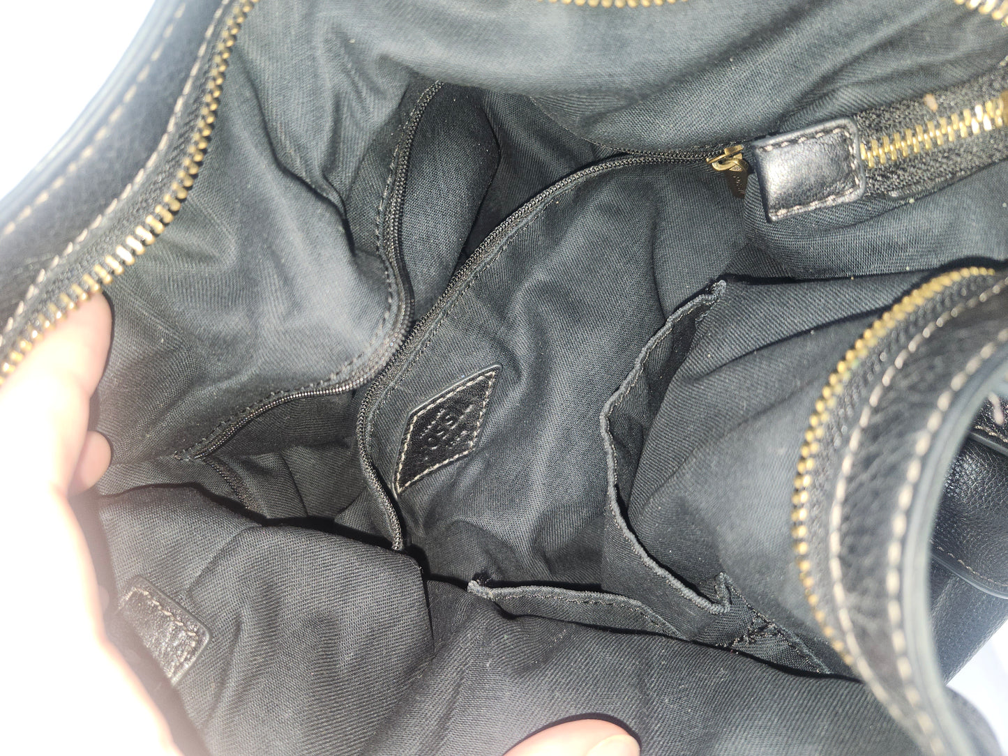 *Fossil* "Emerson" Medium Leather Satchel in Black Leather