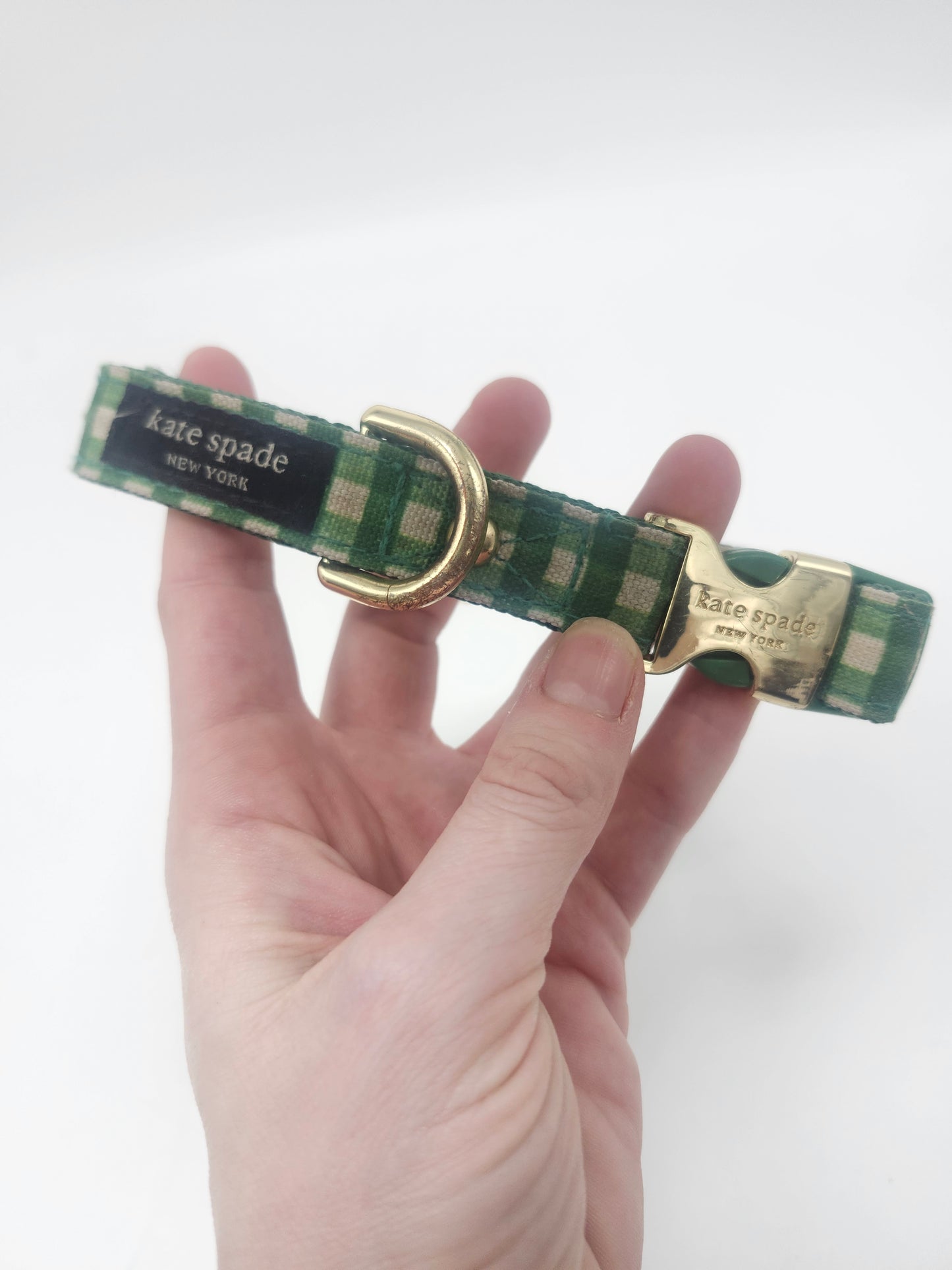 Kate Spade Green Gingham Animal Collar