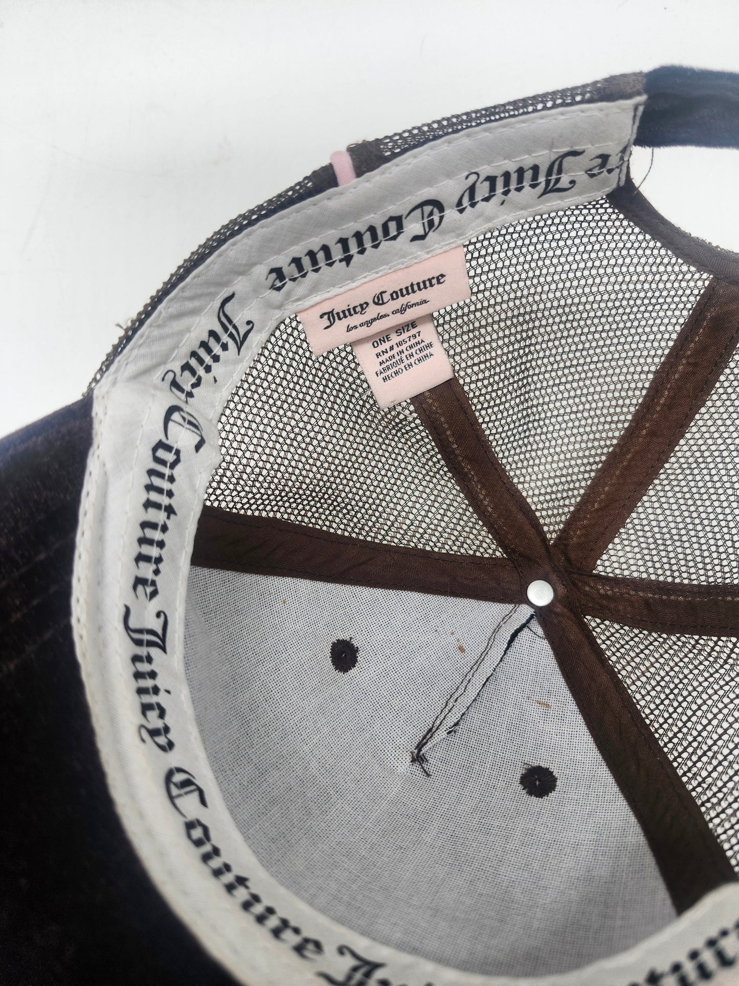 Juicy Couture Y2K Velour Pink & Brown Trucker Hat