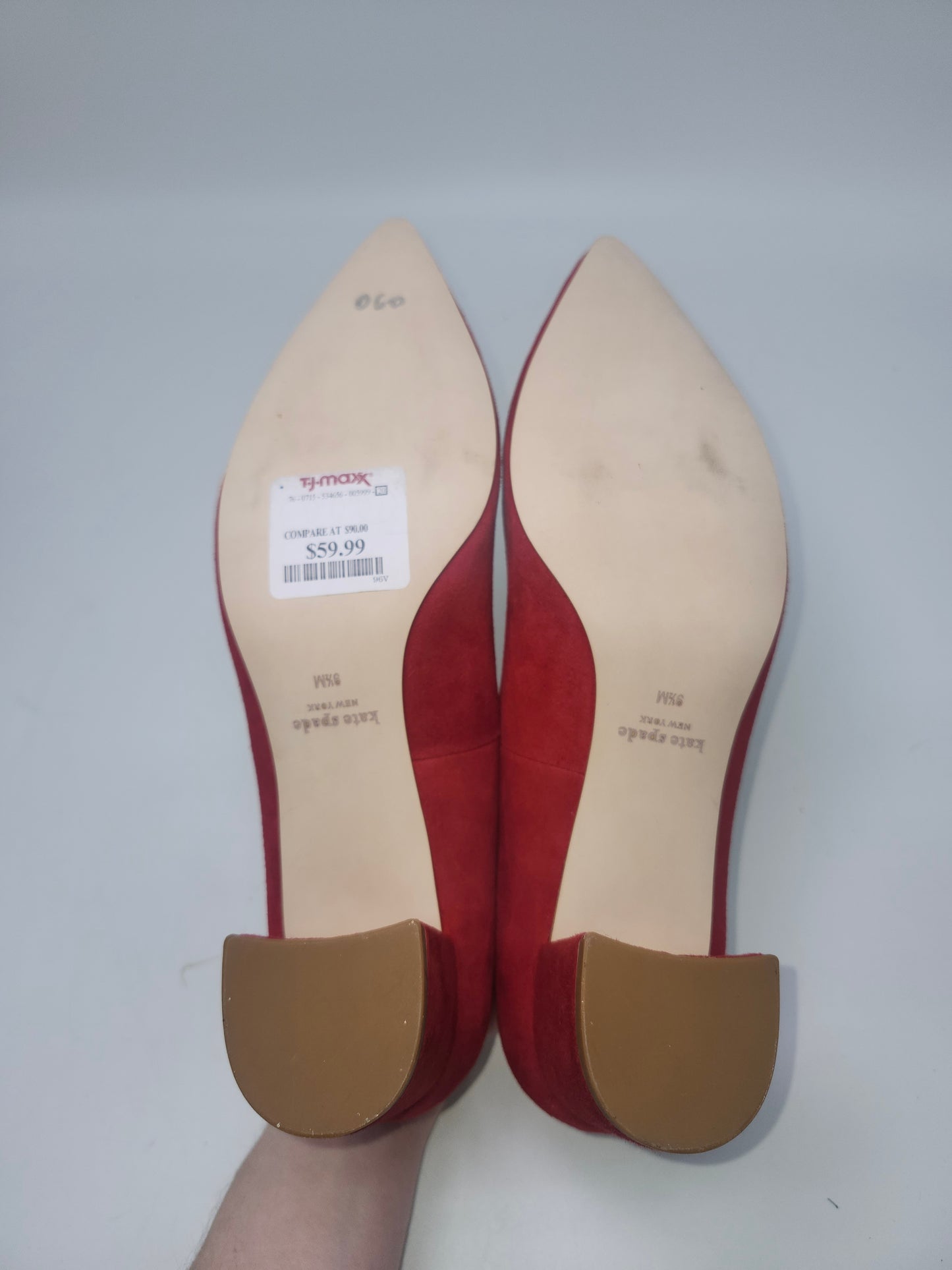 -Kate Spade- "Mindie" Red Suede Scalloped Block Heels NWT Size 9.5