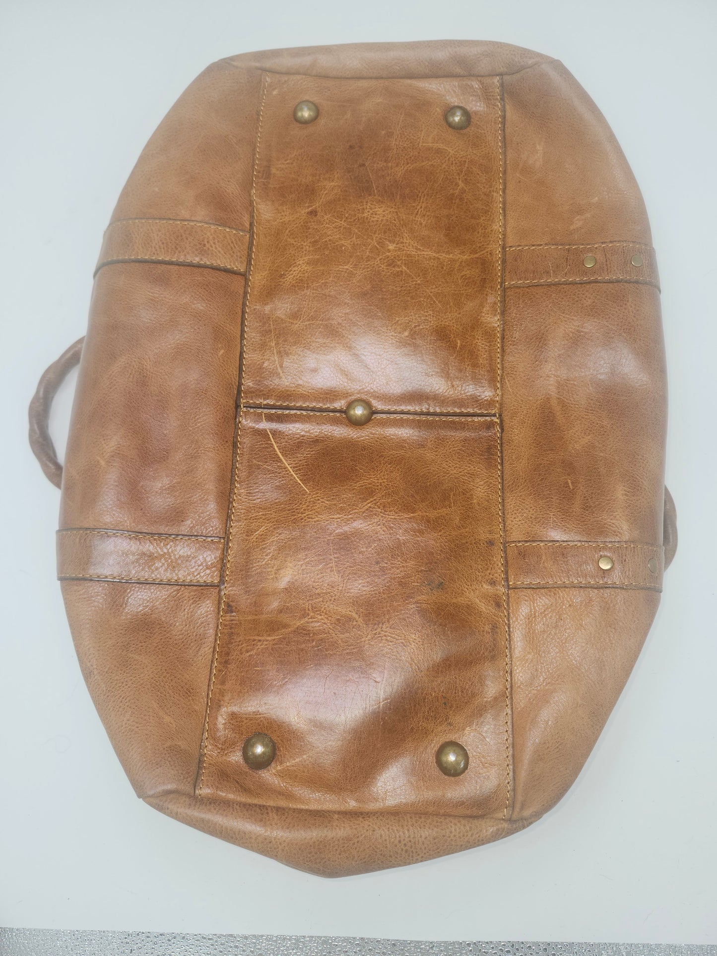 -Patricia Nash- Distressed Brown Leather Carry-on Duffel Bag/Weekender