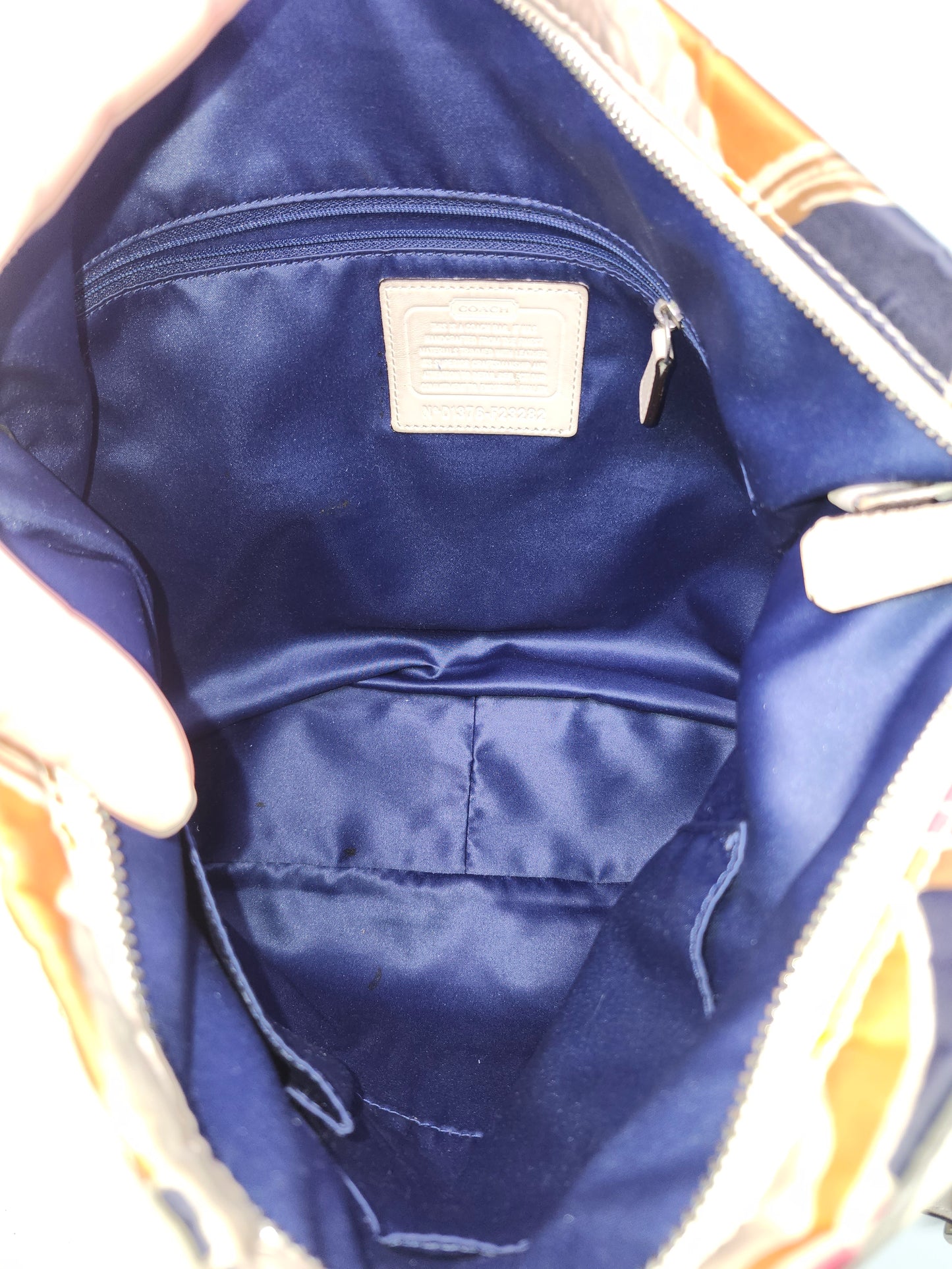 *Coach* Multi-Color Scarf Print XL Tote Bag with White Leather Trim