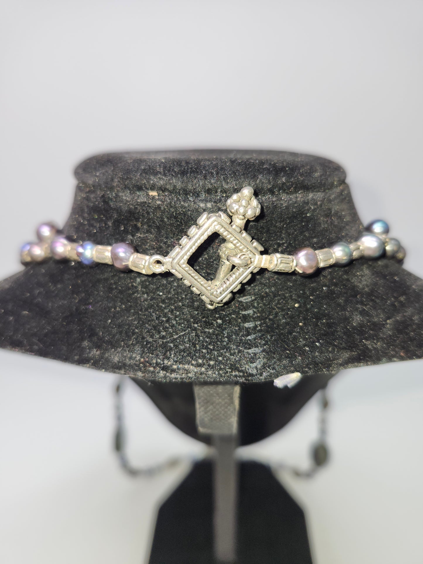 Abalone & Black Fresh Water Pearls Statement Necklace